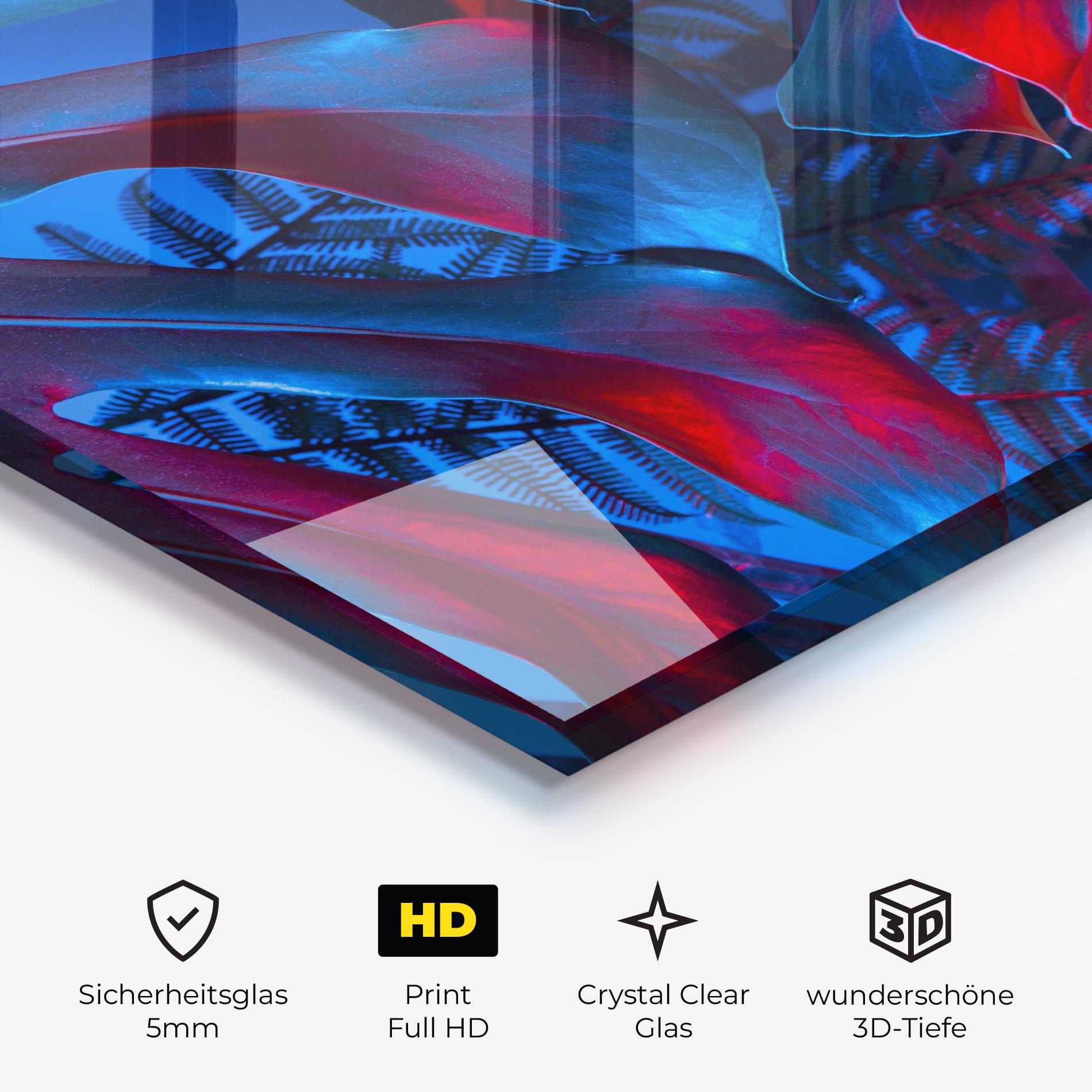 Glasbild Exotic Blue Leaf mockup 3