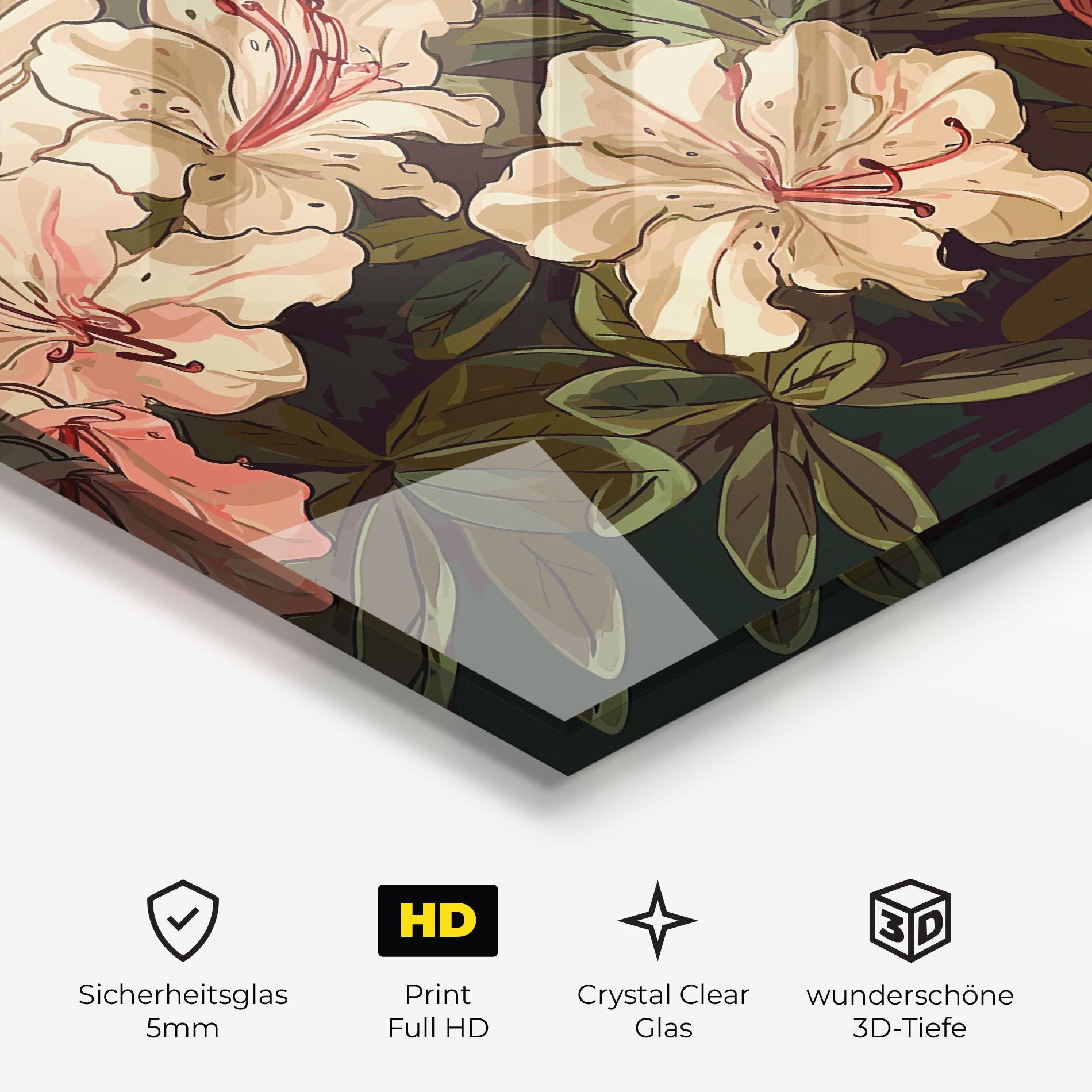 Glasbild Exotic Flowers Art mockup 3