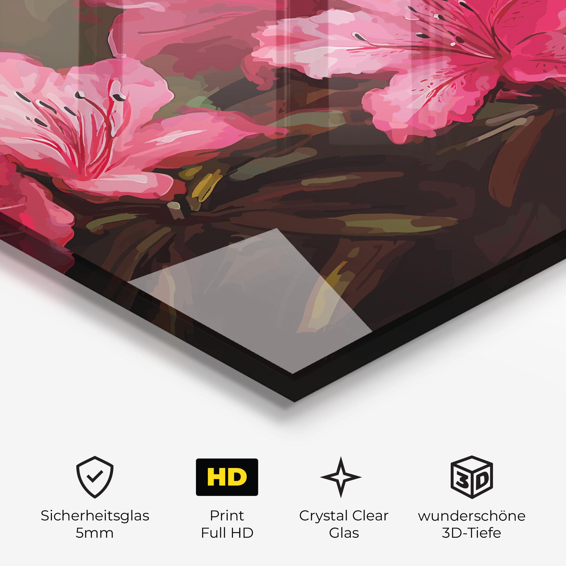 Glasbild Pink Exotic Art mockup 3
