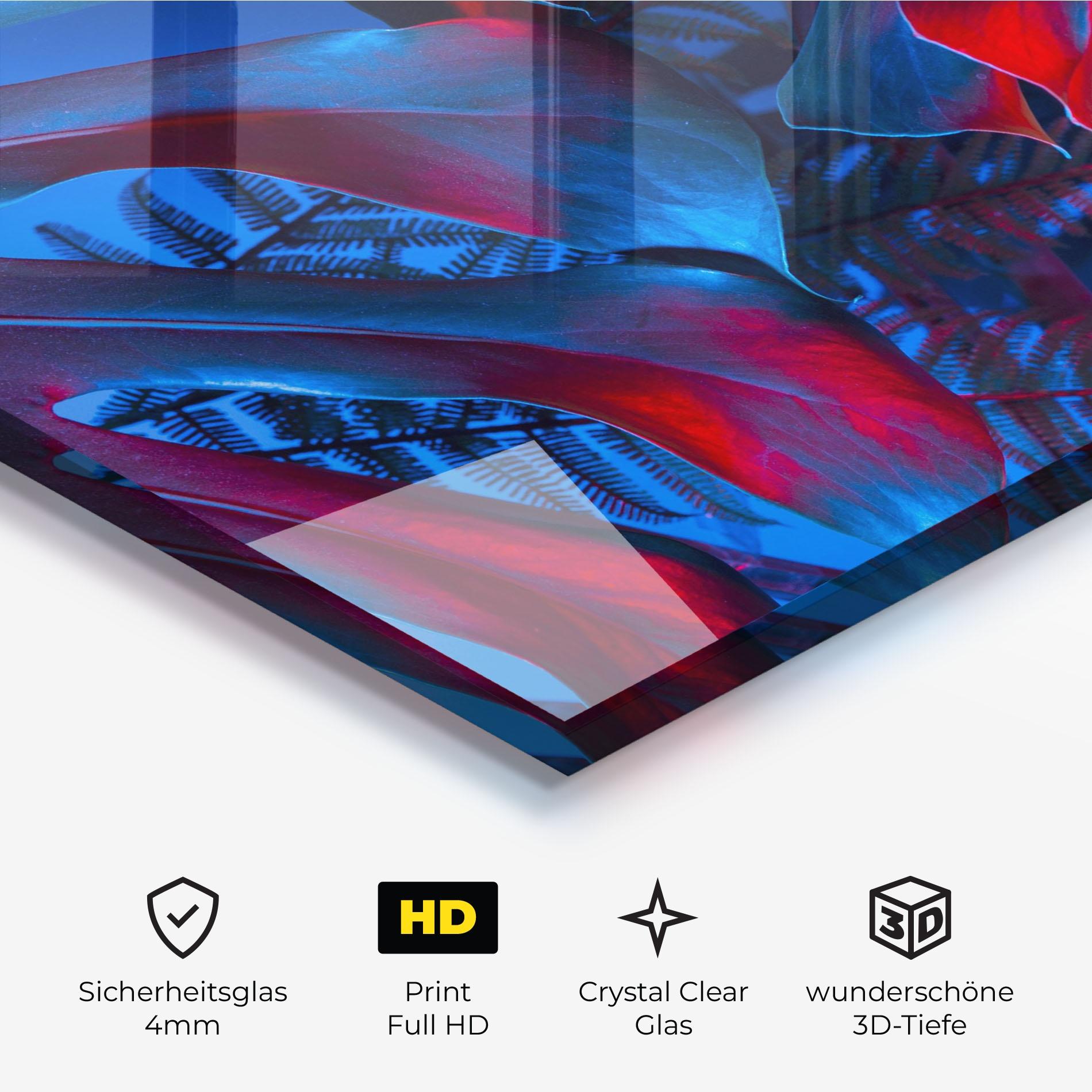 Glasbild Exotic Blue Leaf mockup 3