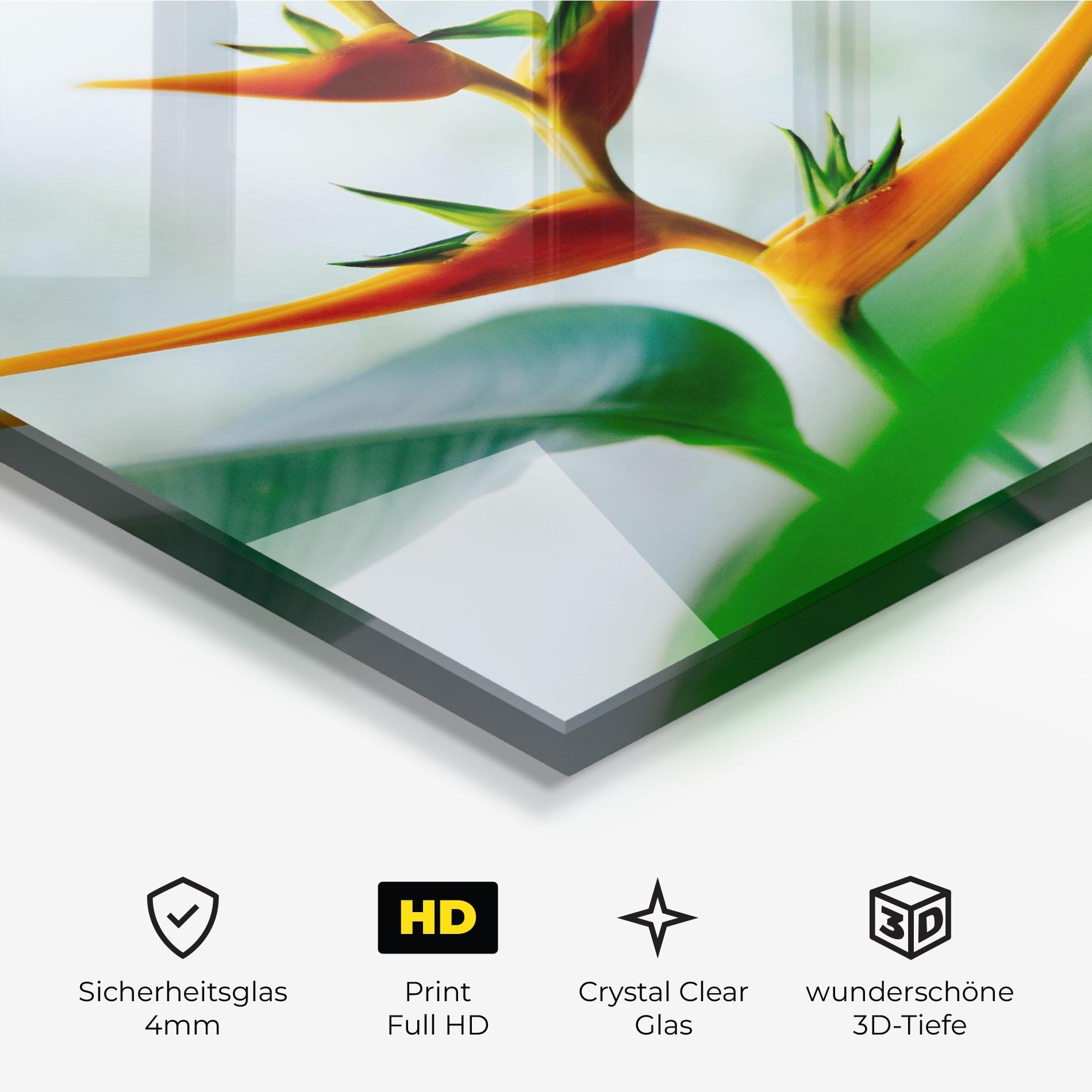 Glasbild Exotic Orange Green mockup 3