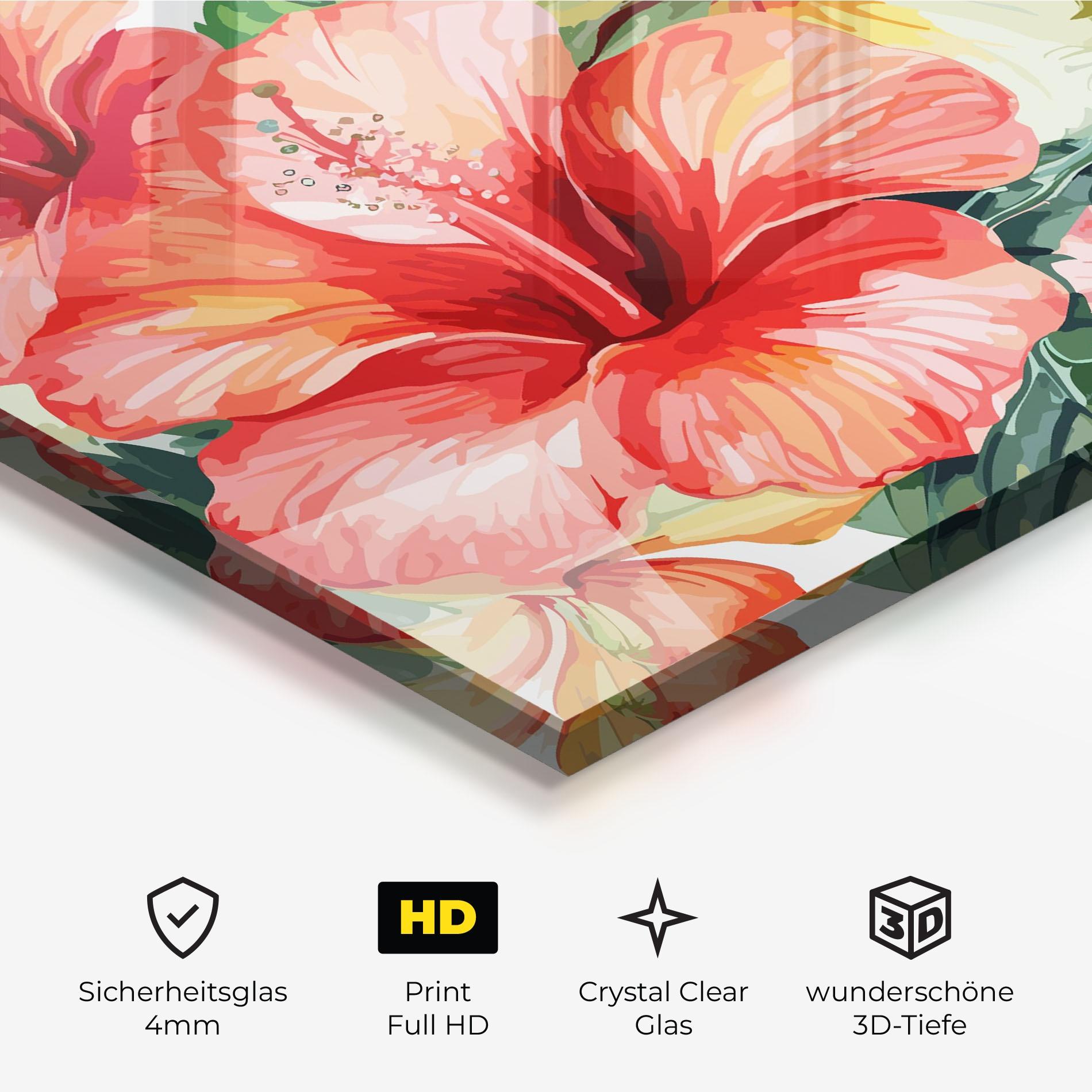 Glasbild Exotic Red Flower mockup 3