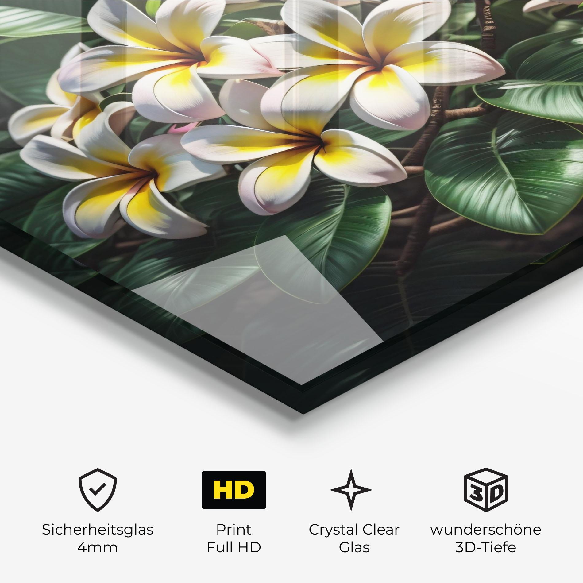 Glasbild Exotic White Yellow mockup 3