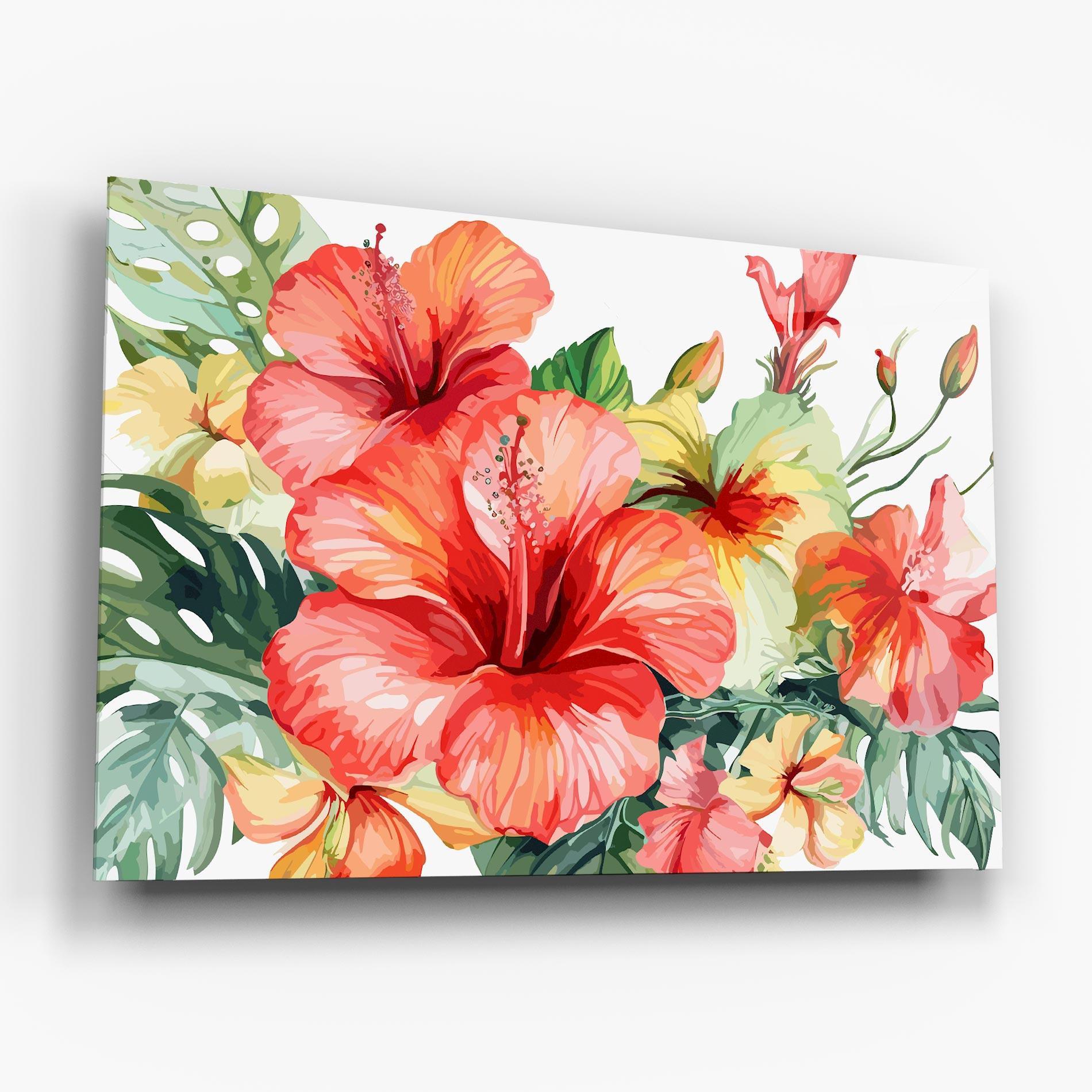 Glasbild Exotic Red Flower mockup 6