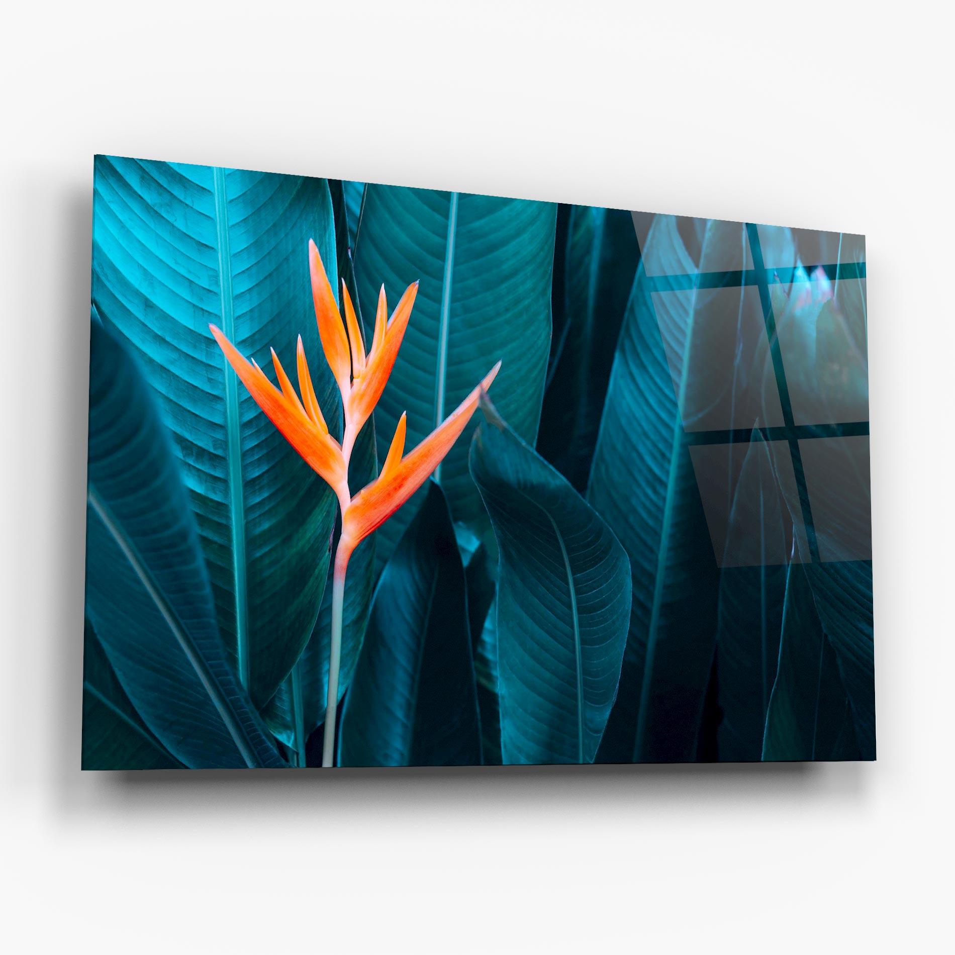 Glasbild Orange Green Exotic mockup 6