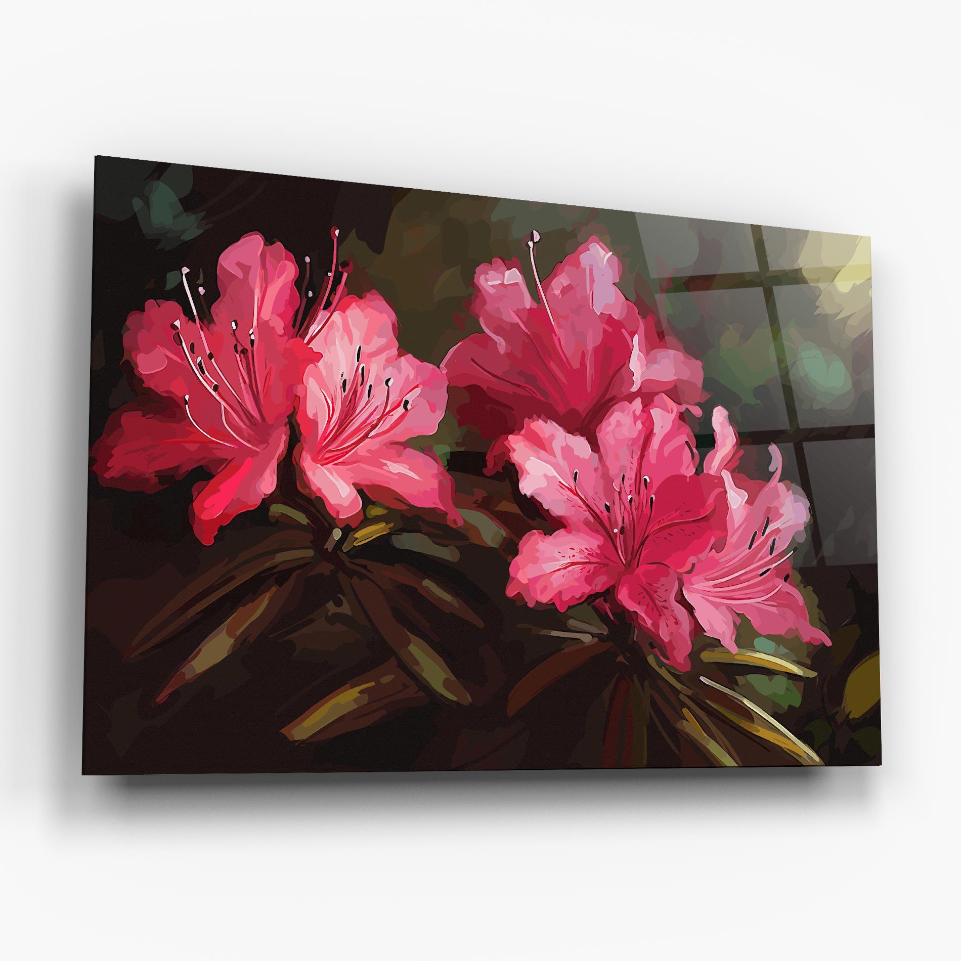 Glasbild Pink Exotic Art mockup 6