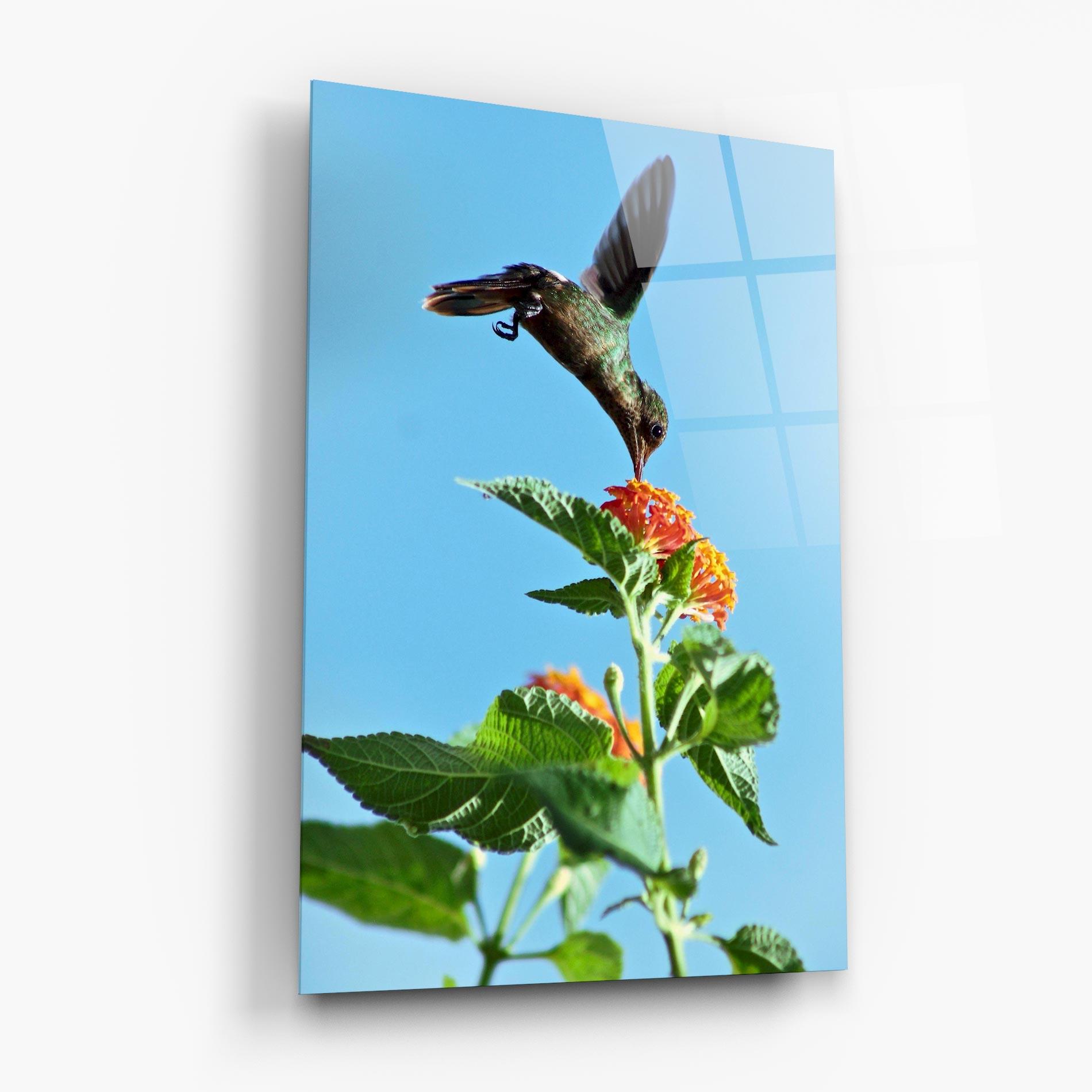 Glasbild Bird Exotic Flower mockup 6