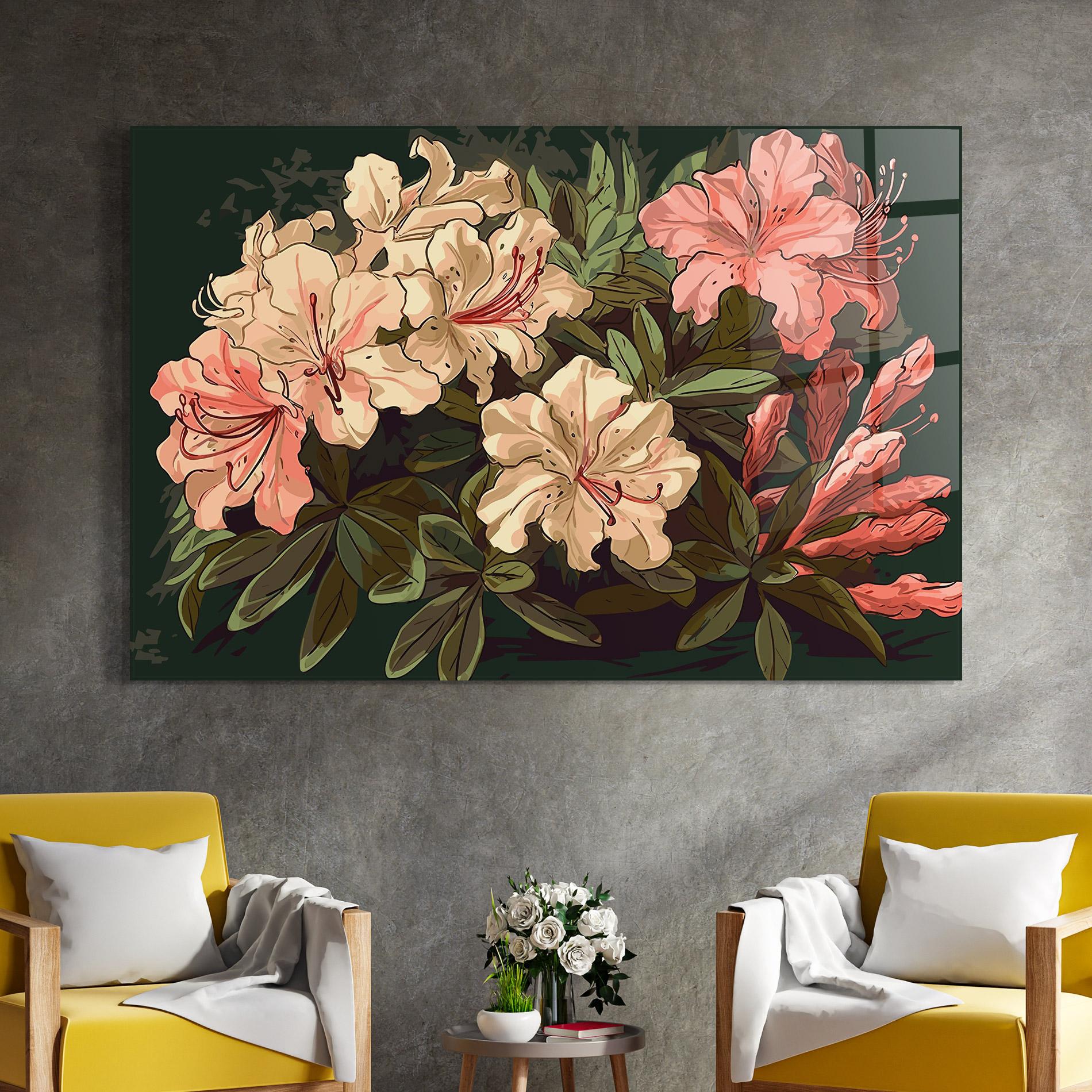 Glasbild Exotic Flowers Art mockup 4