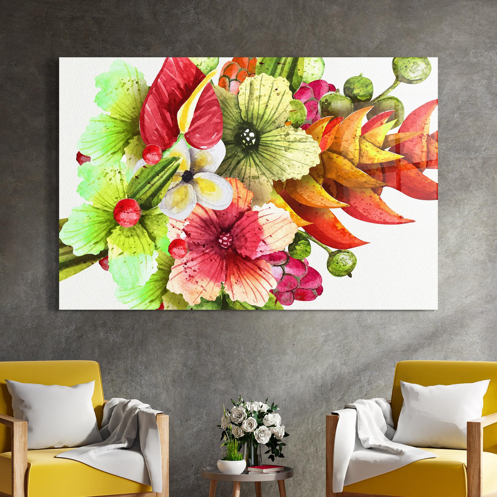 Glasbild Exotic Green Orange mockup 4