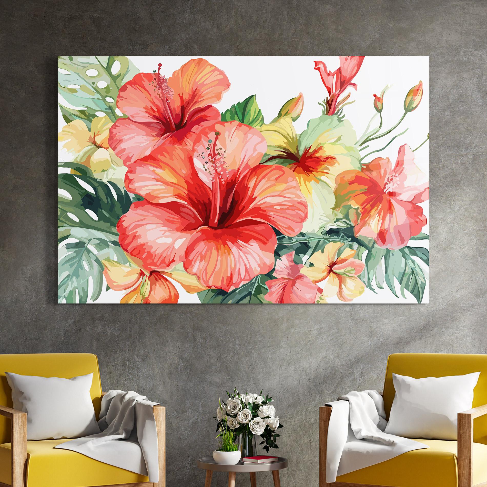 Glasbild Exotic Red Flower mockup 4