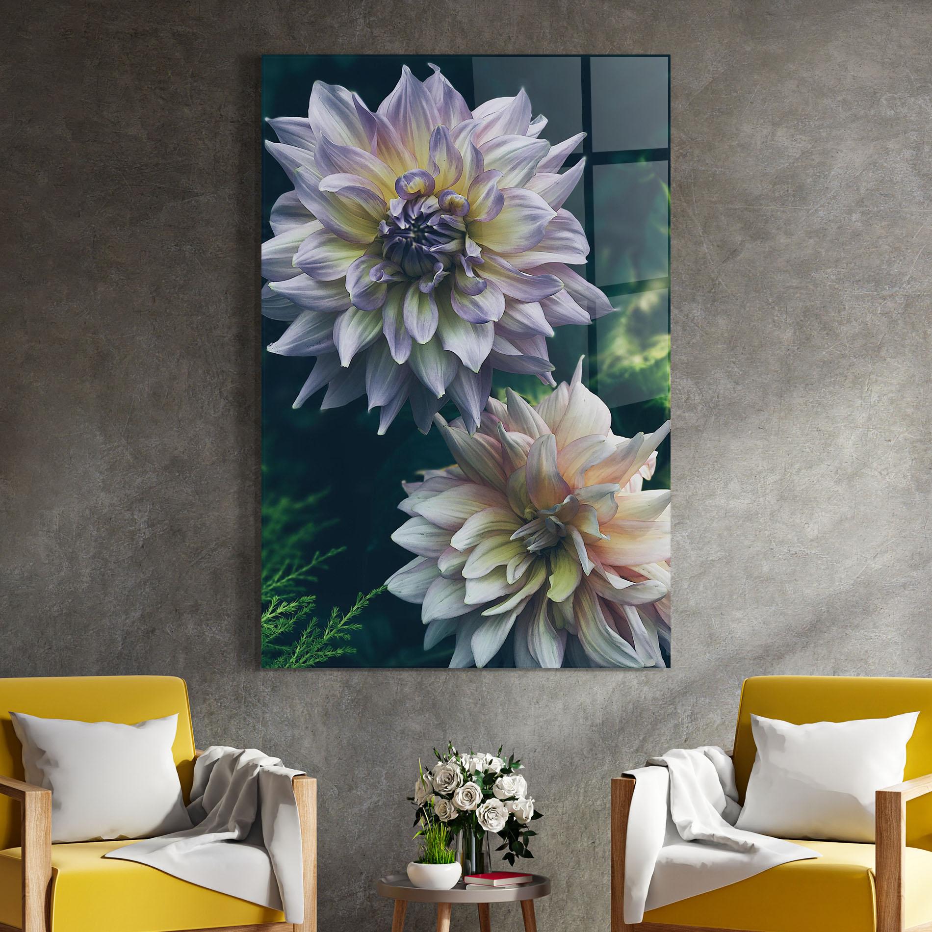 Glasbild Dahlia Flowers mockup 4