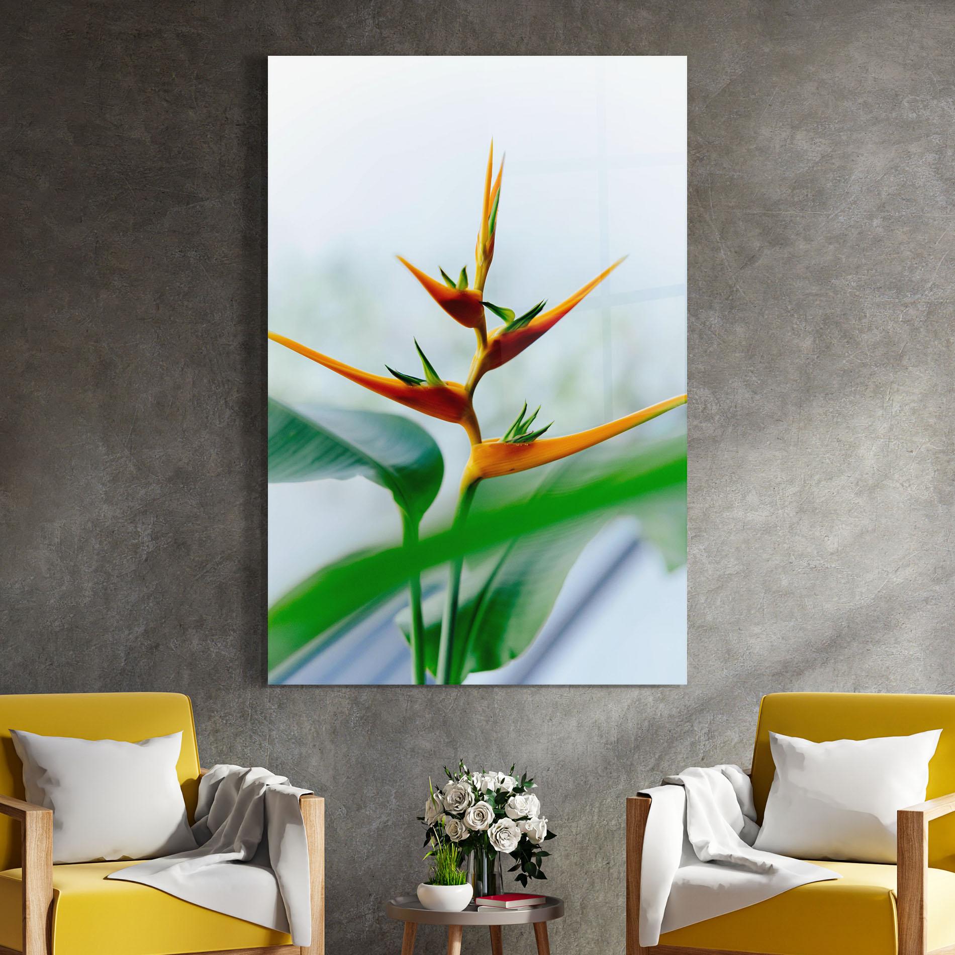 Glasbild Exotic Orange Green mockup 4