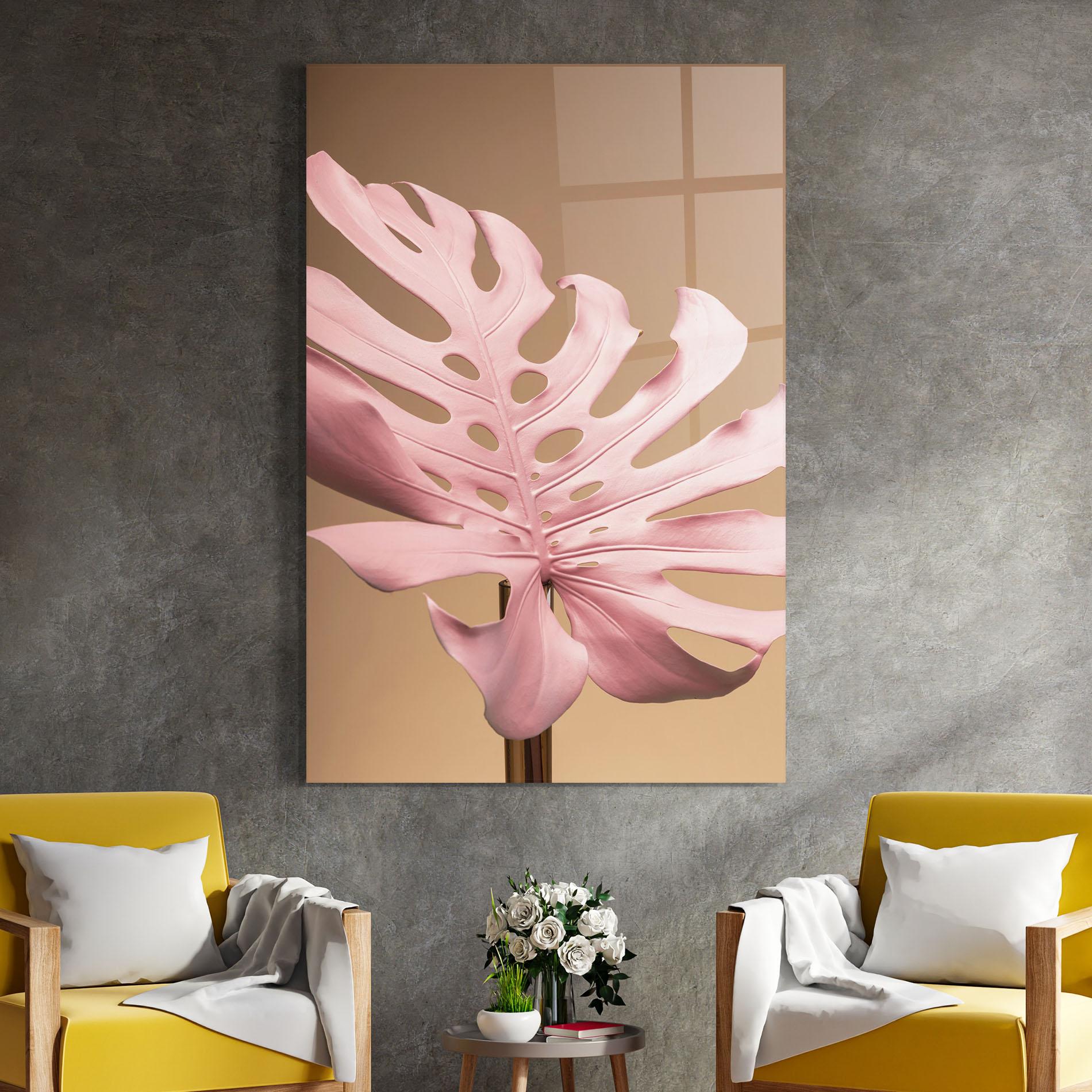 Glasbild Exotic Pink Leaf mockup 4