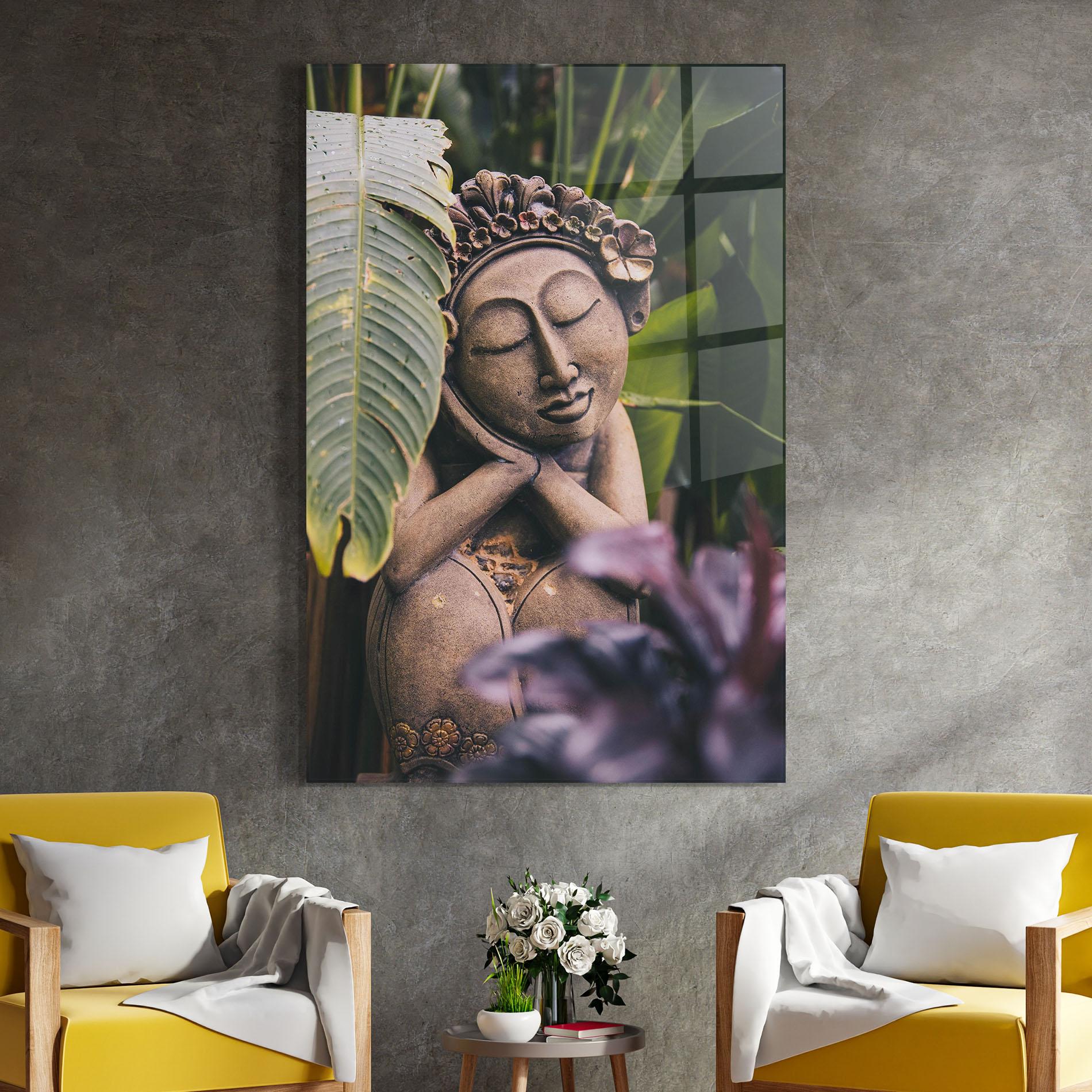 Glasbild Exotic Statue mockup 4