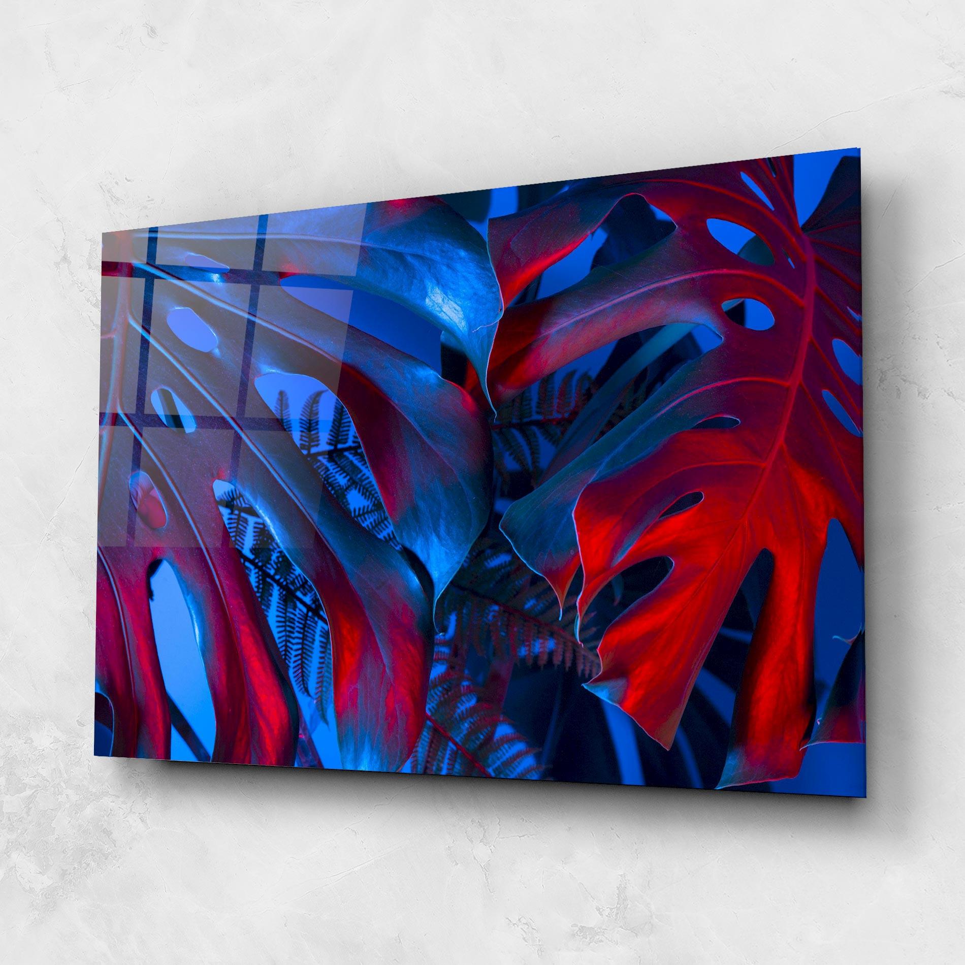 Glasbild Exotic Blue Leaf mockup 1