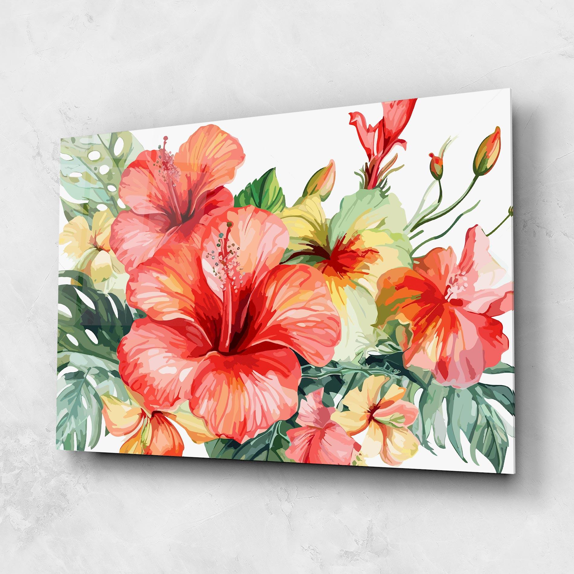 Glasbild Exotic Red Flower mockup 1