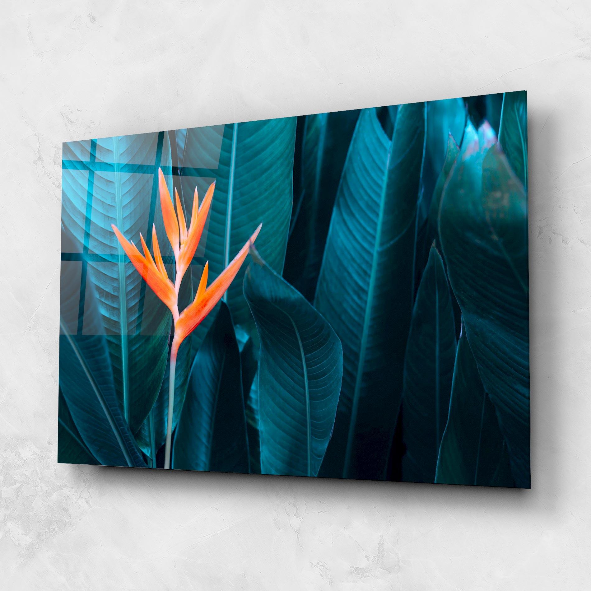 Glasbild Orange Green Exotic mockup 1