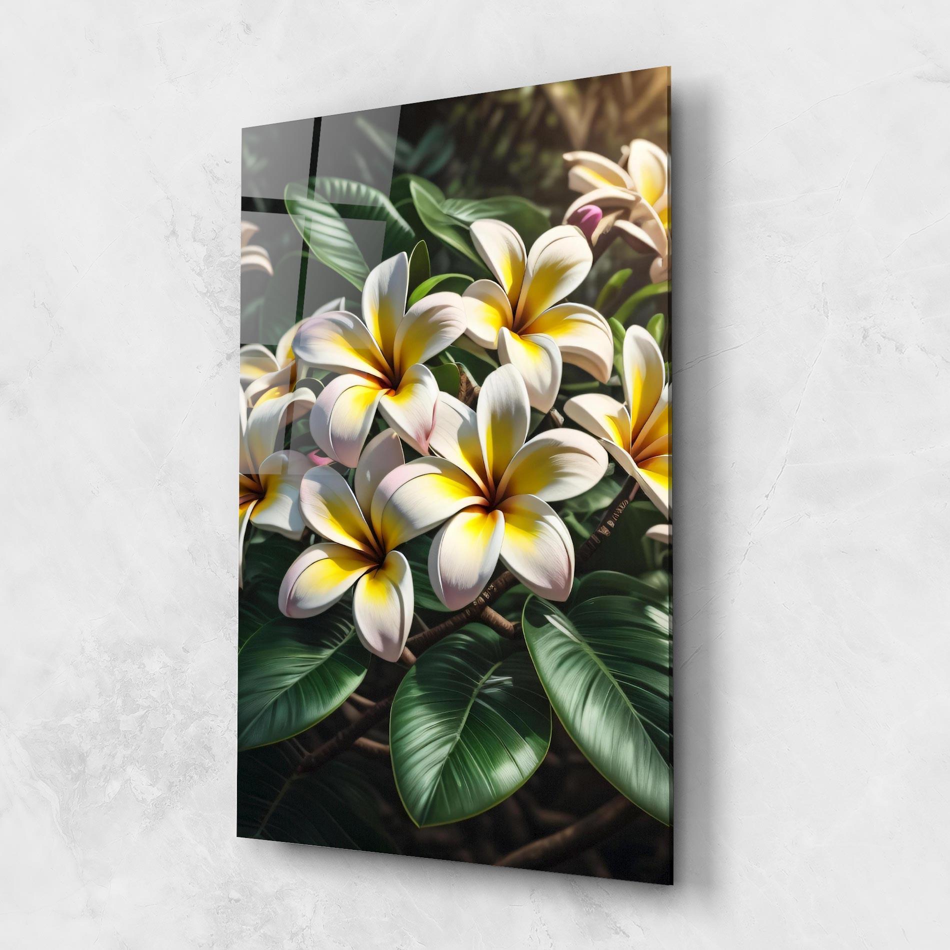Glasbild Exotic White Yellow mockup 1
