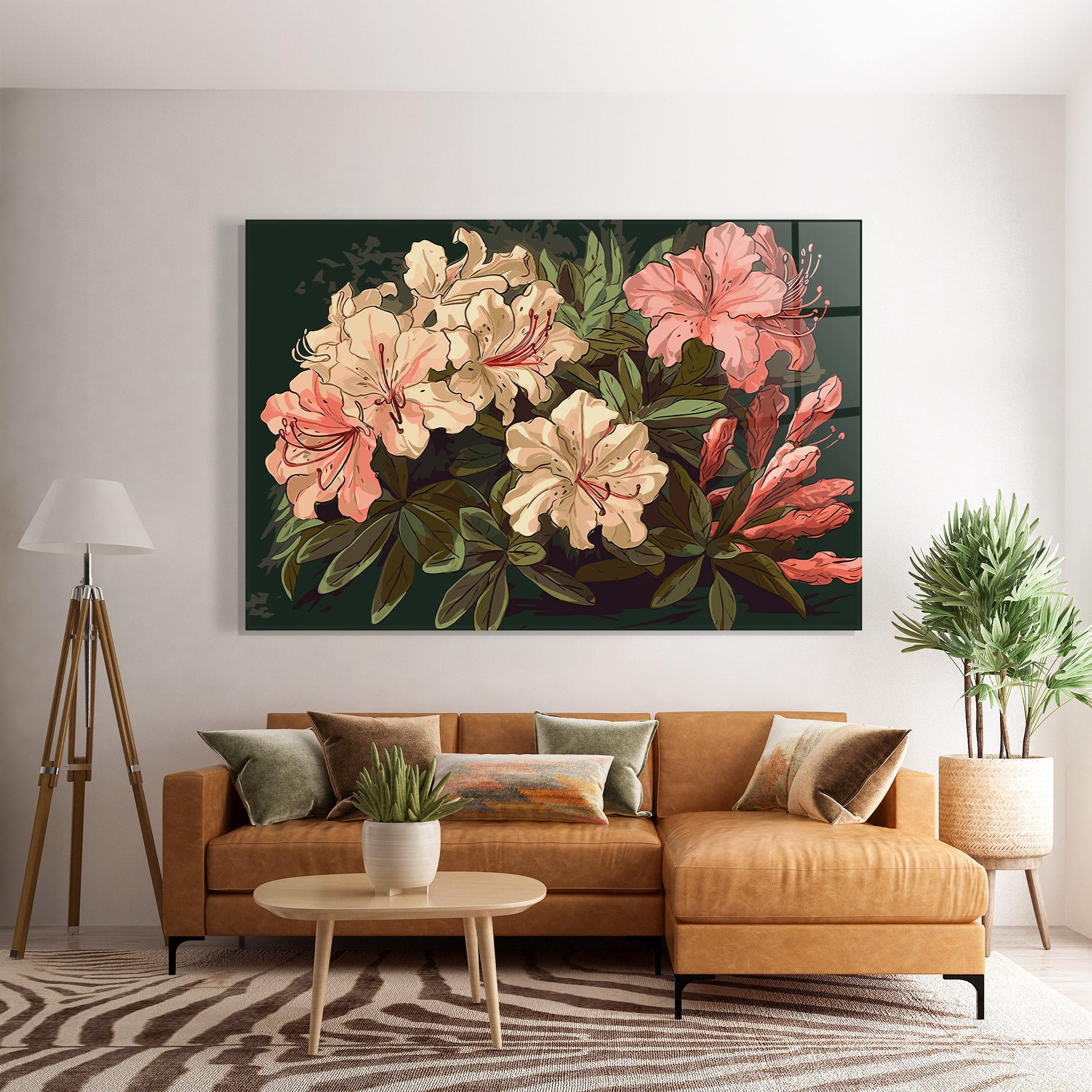 Glasbild Exotic Flowers Art mockup 7