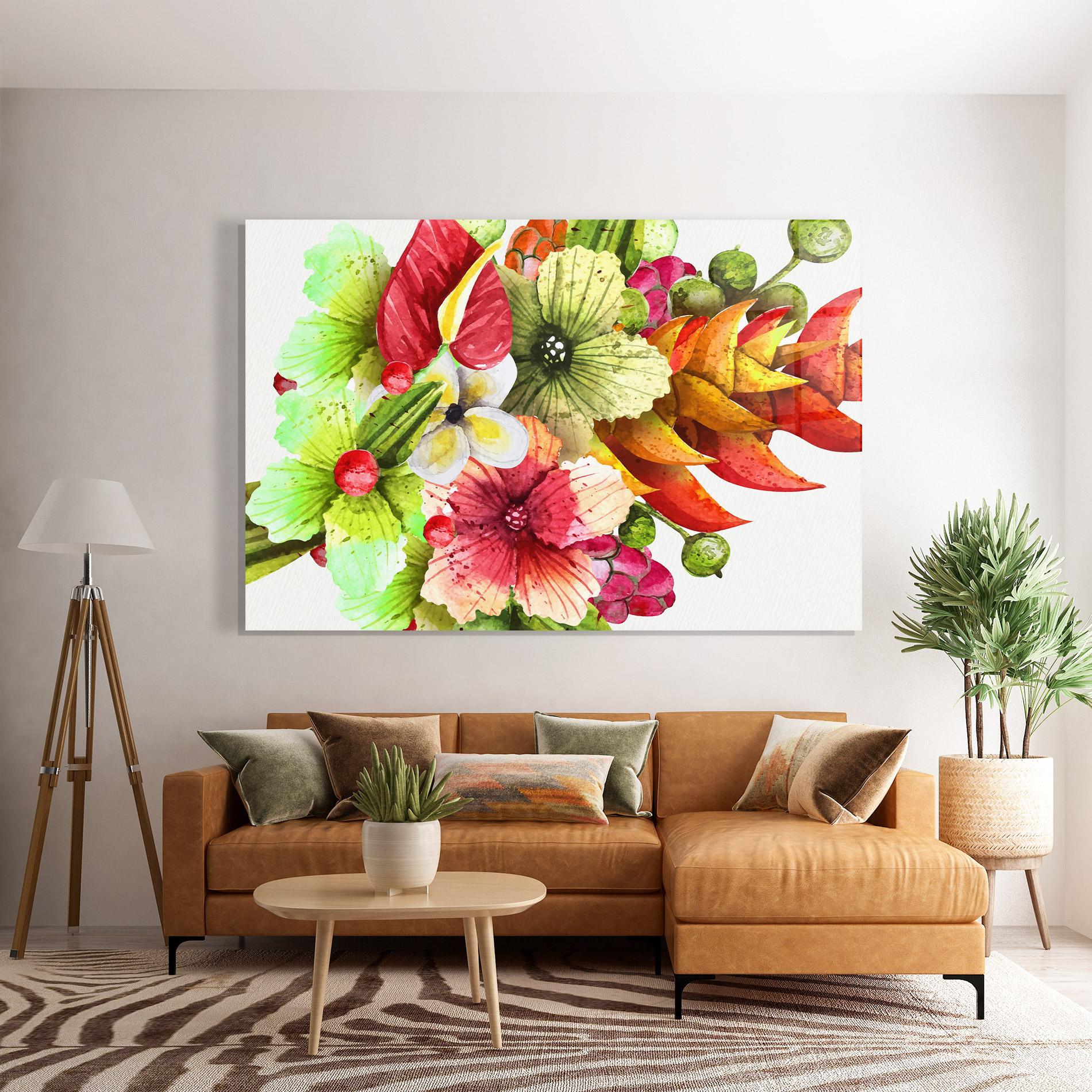 Glasbild Exotic Green Orange mockup 7