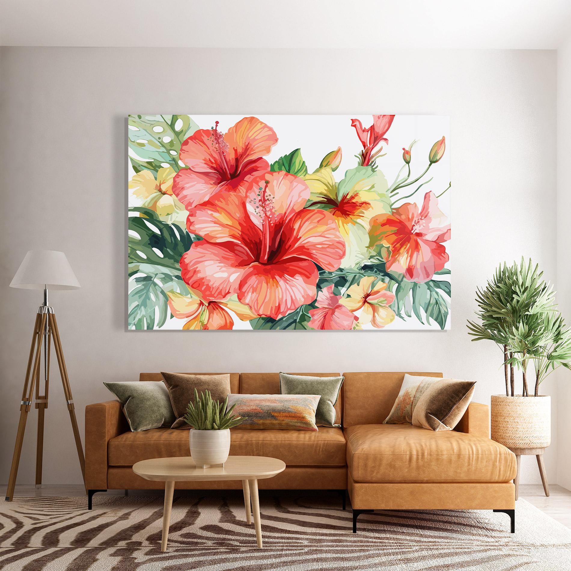 Glasbild Exotic Red Flower mockup 7