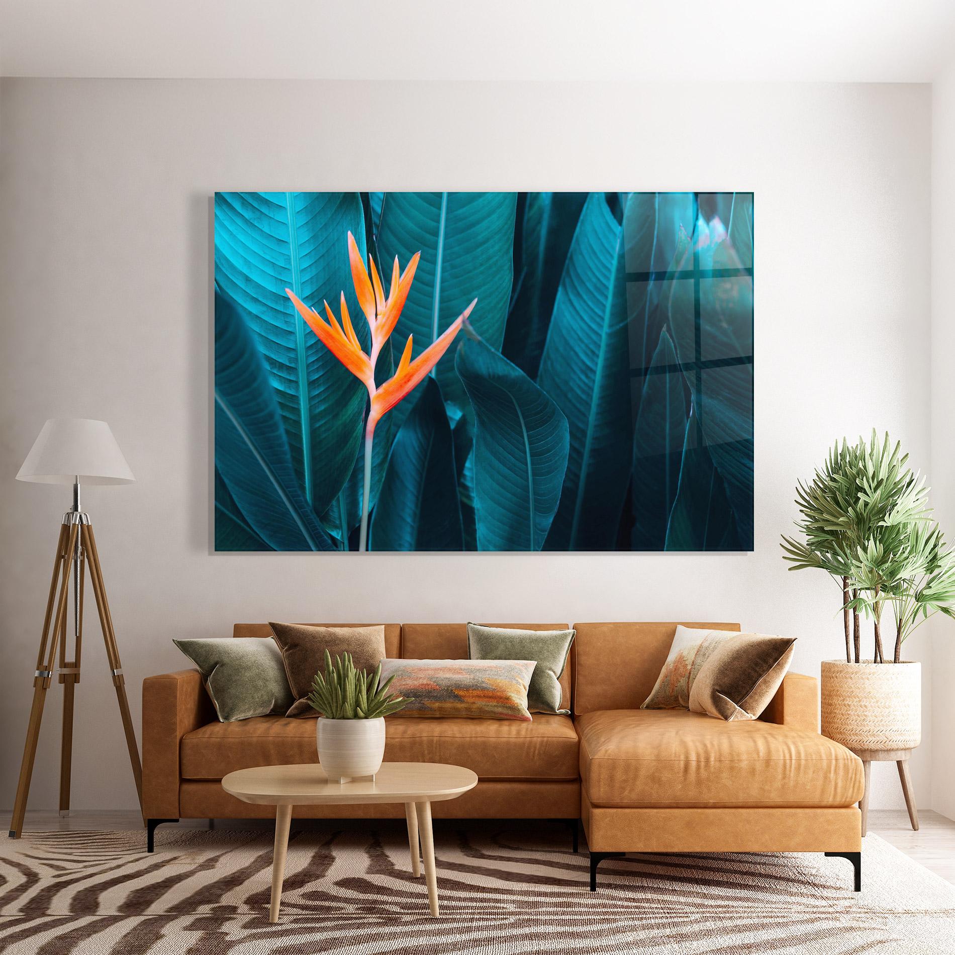 Glasbild Orange Green Exotic mockup 7