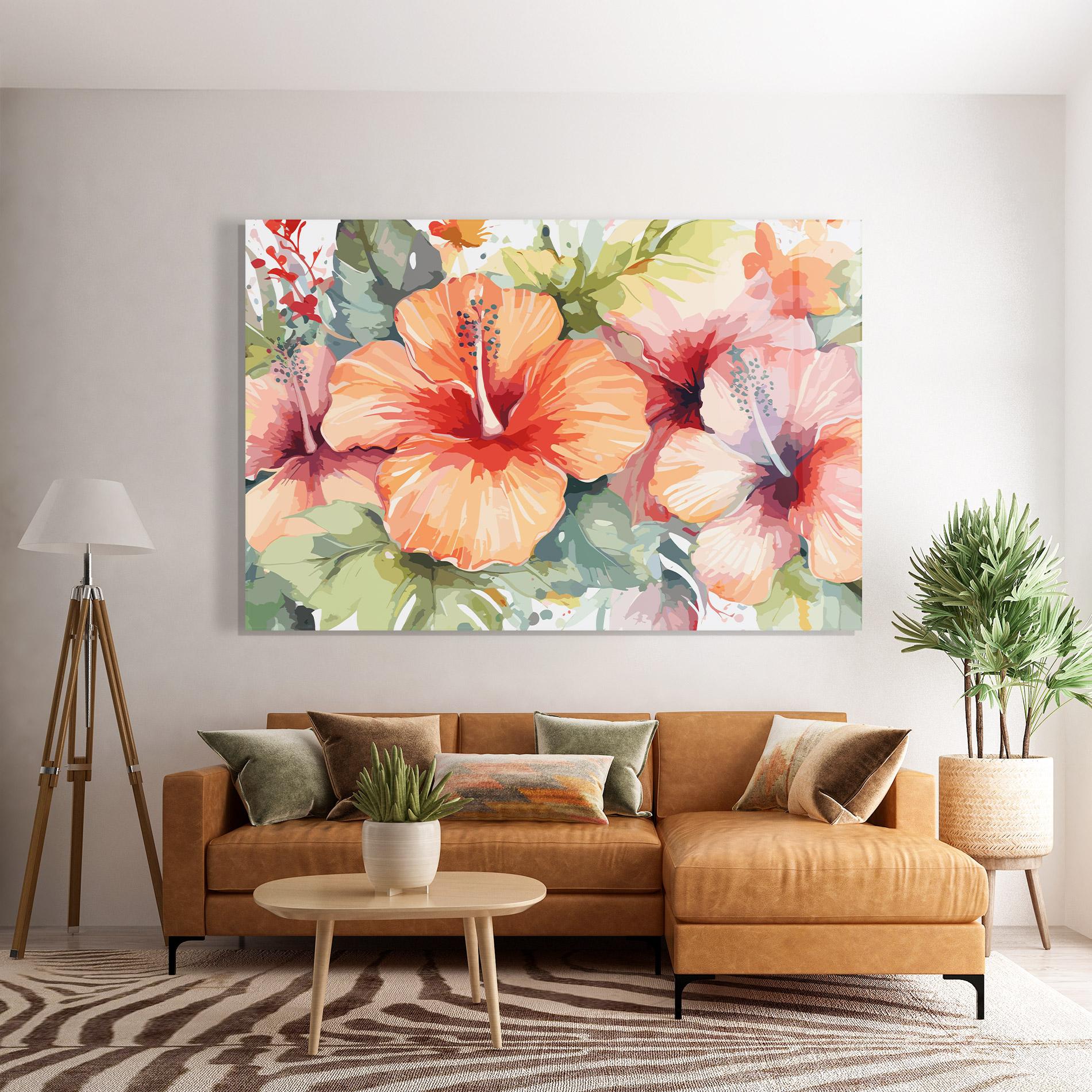 Glasbild Pastel Exotic Flower mockup 7