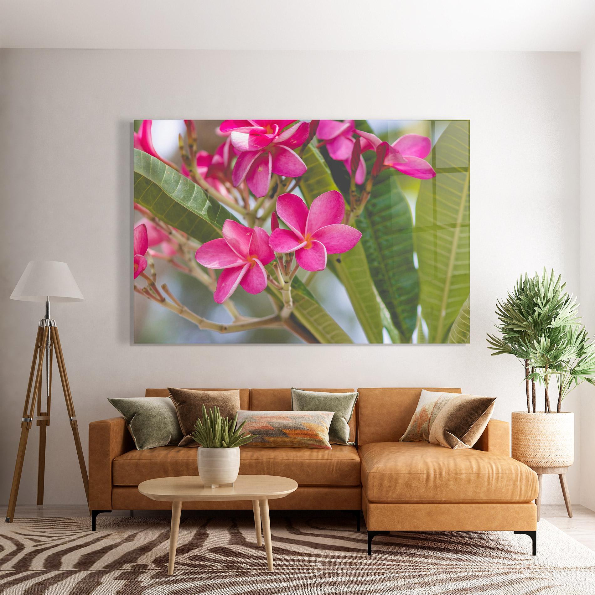 Glasbild Pink Exotic Flowers mockup 7