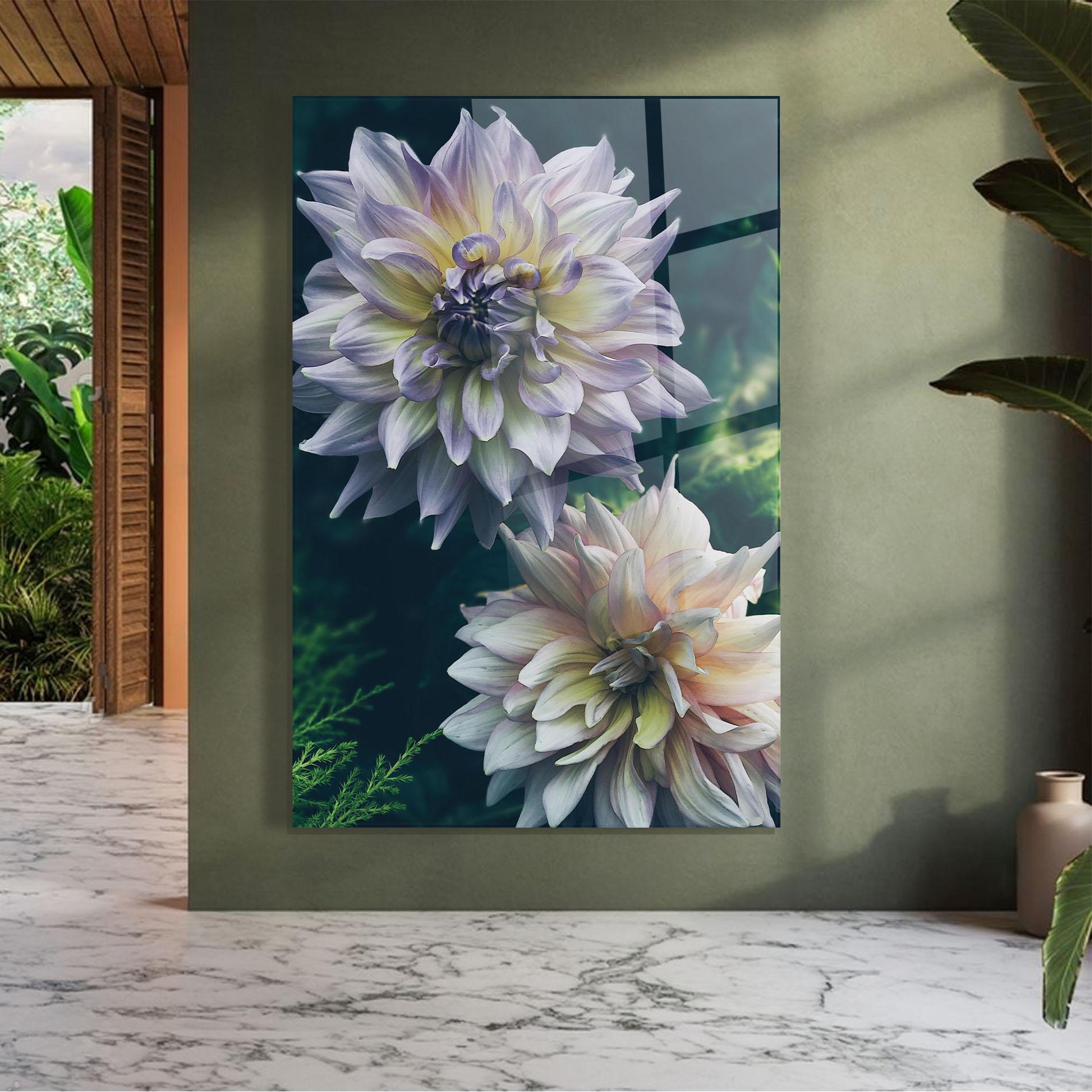 Glasbild Dahlia Flowers mockup 7