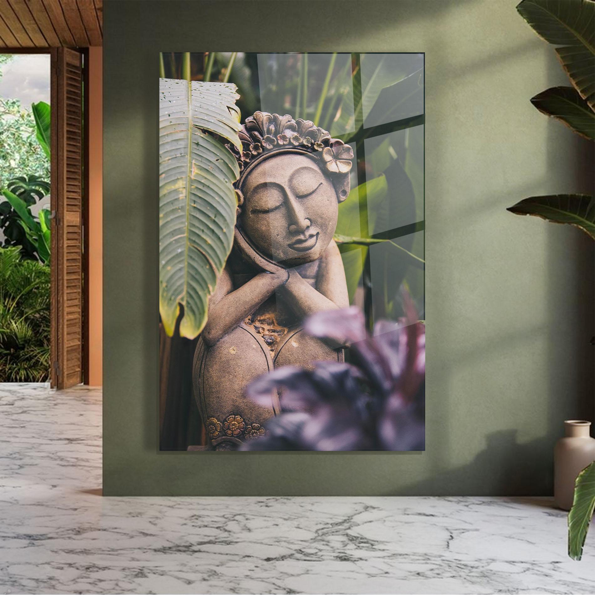 Glasbild Exotic Statue mockup 7