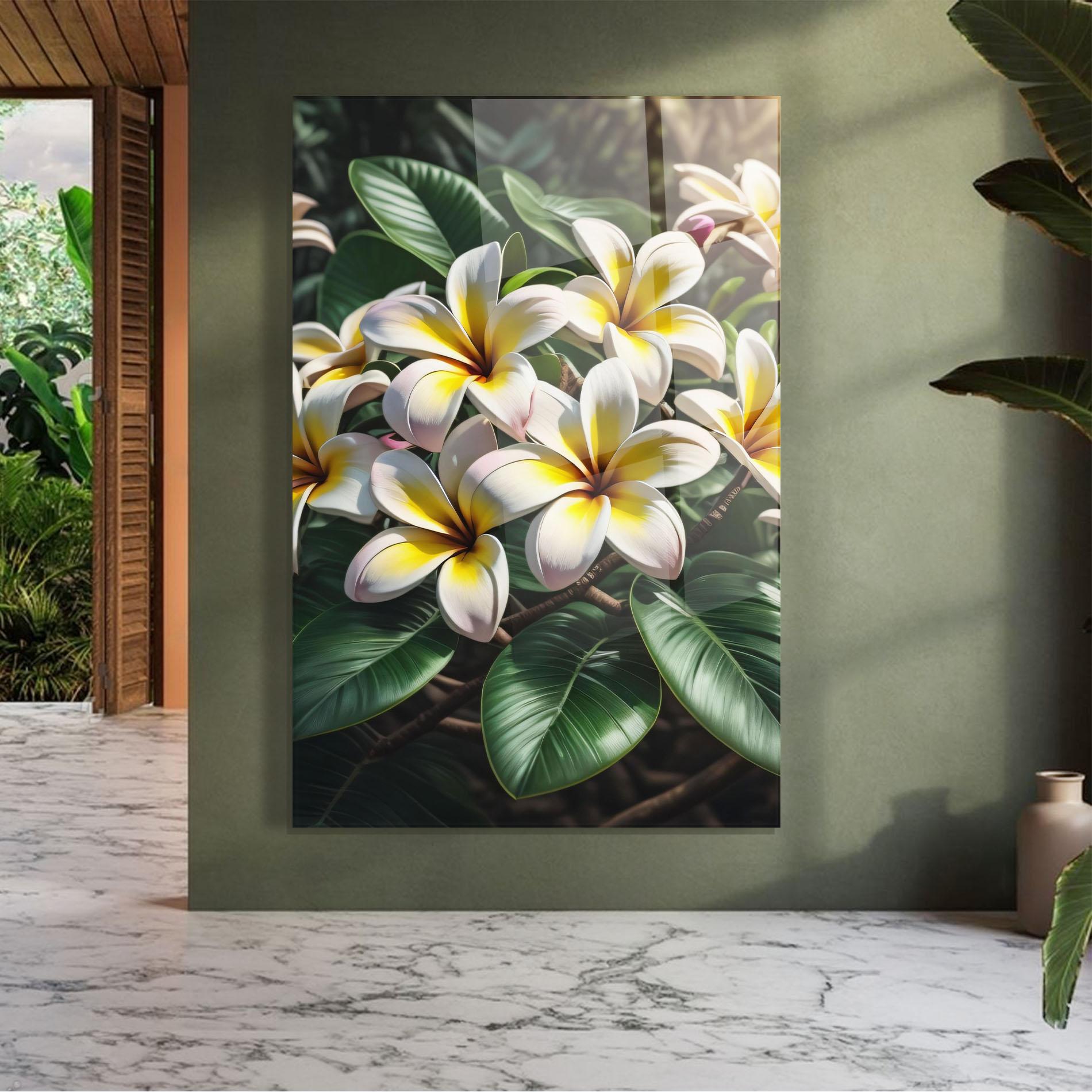 Glasbild Exotic White Yellow mockup 7