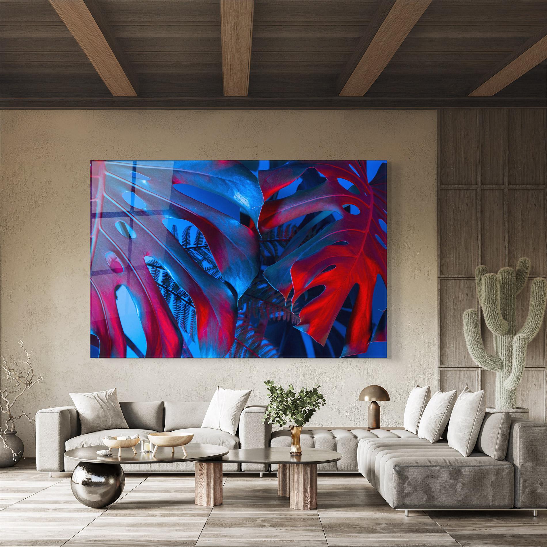 Glasbild Exotic Blue Leaf mockup 8