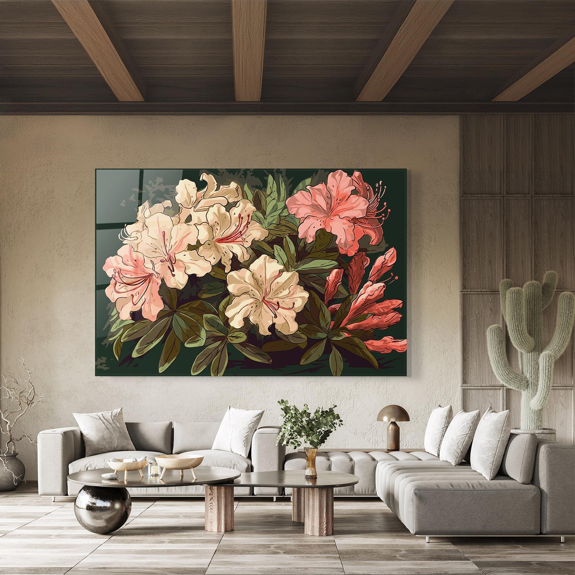 Glasbild Exotic Flowers Art mockup 8