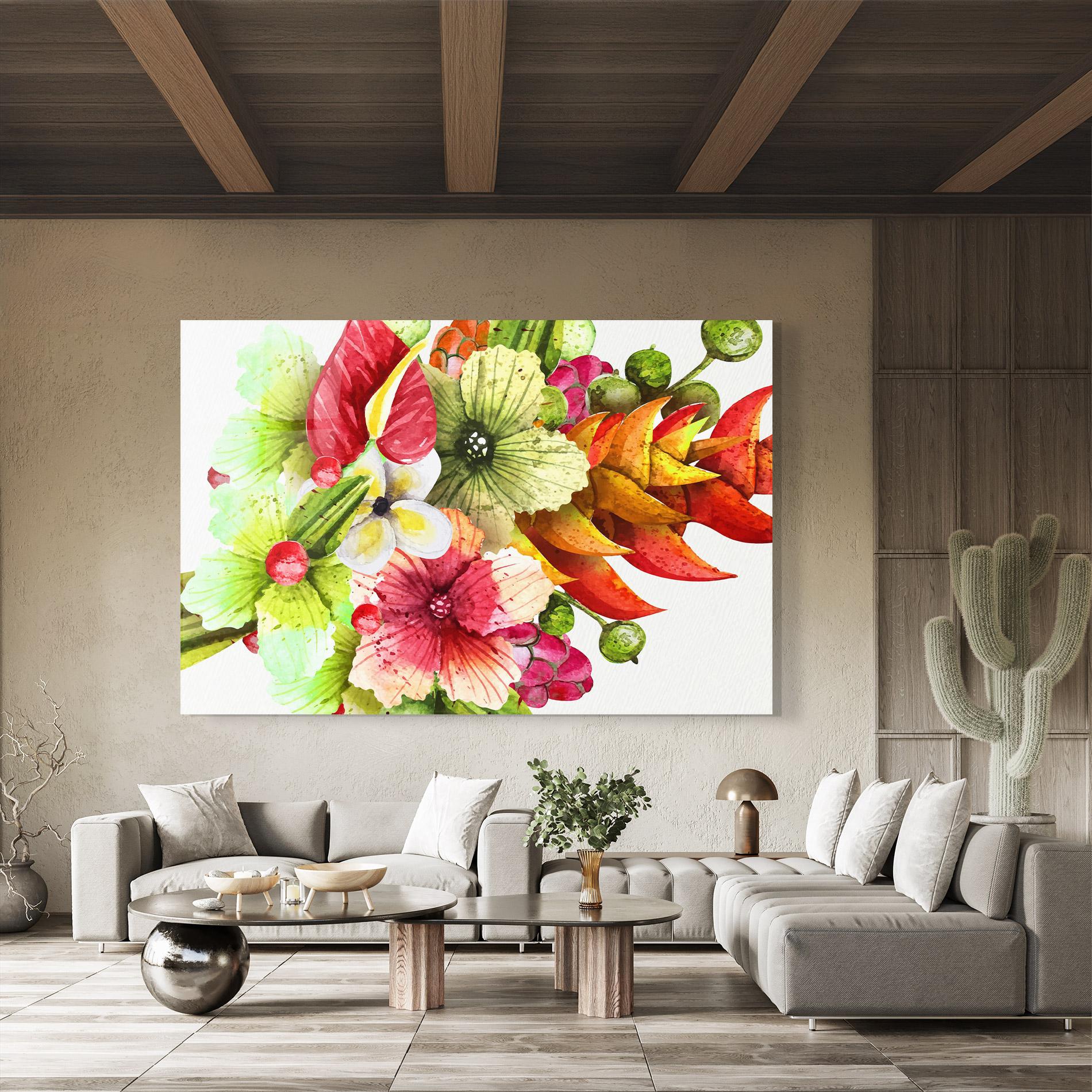 Glasbild Exotic Green Orange mockup 8