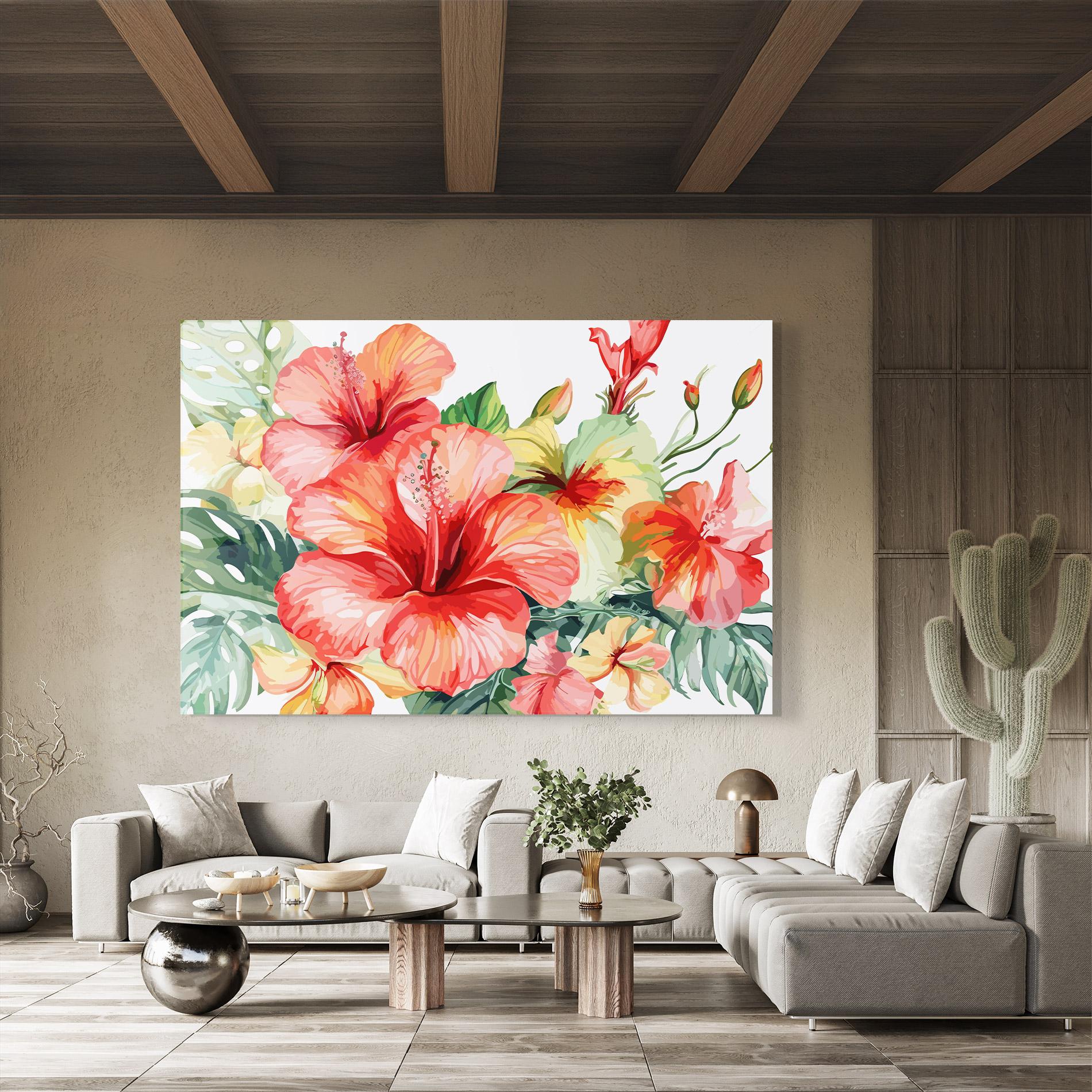 Glasbild Exotic Red Flower mockup 8