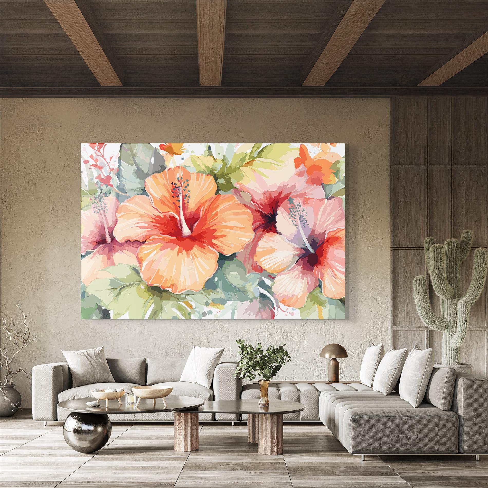 Glasbild Pastel Exotic Flower mockup 8