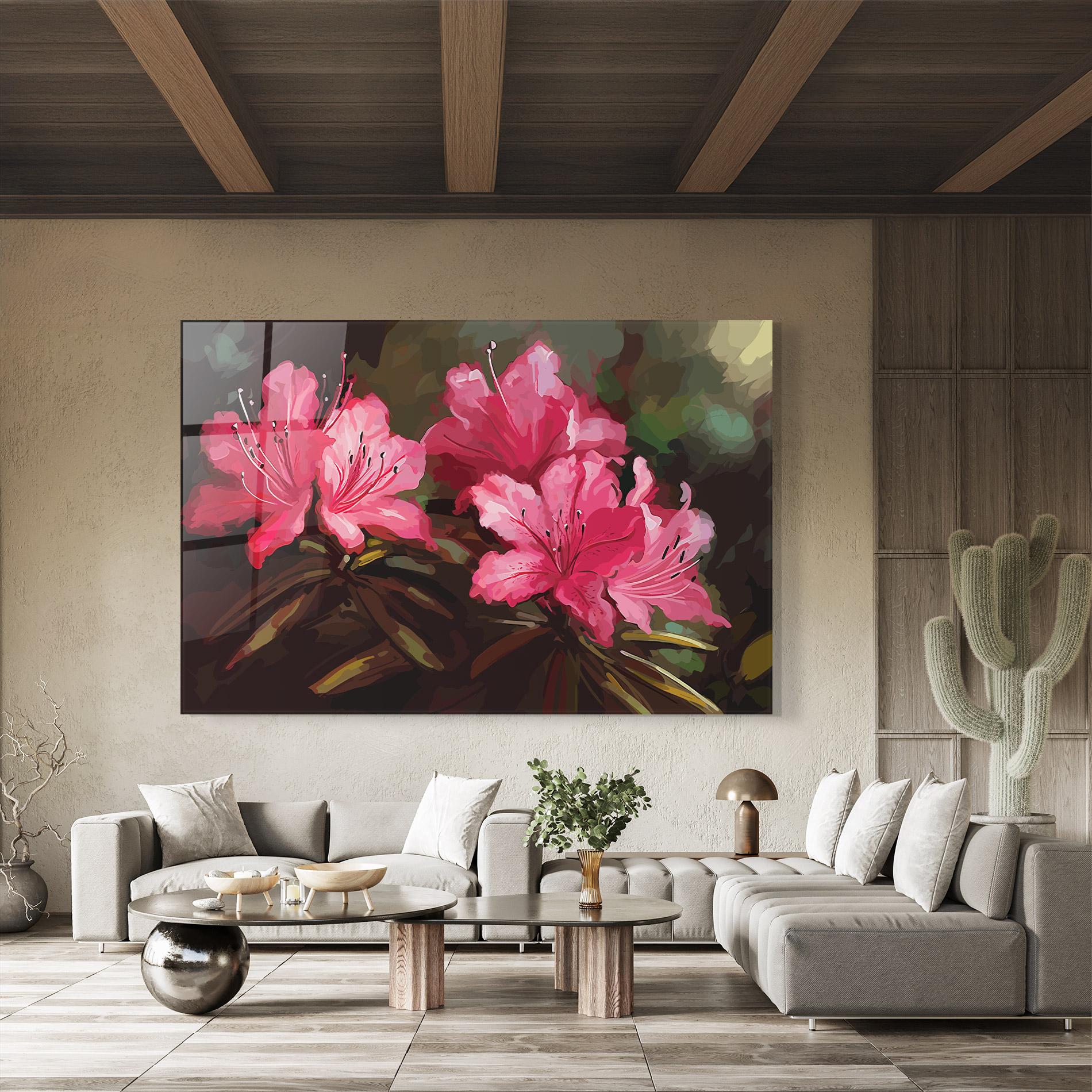 Glasbild Pink Exotic Art mockup 8