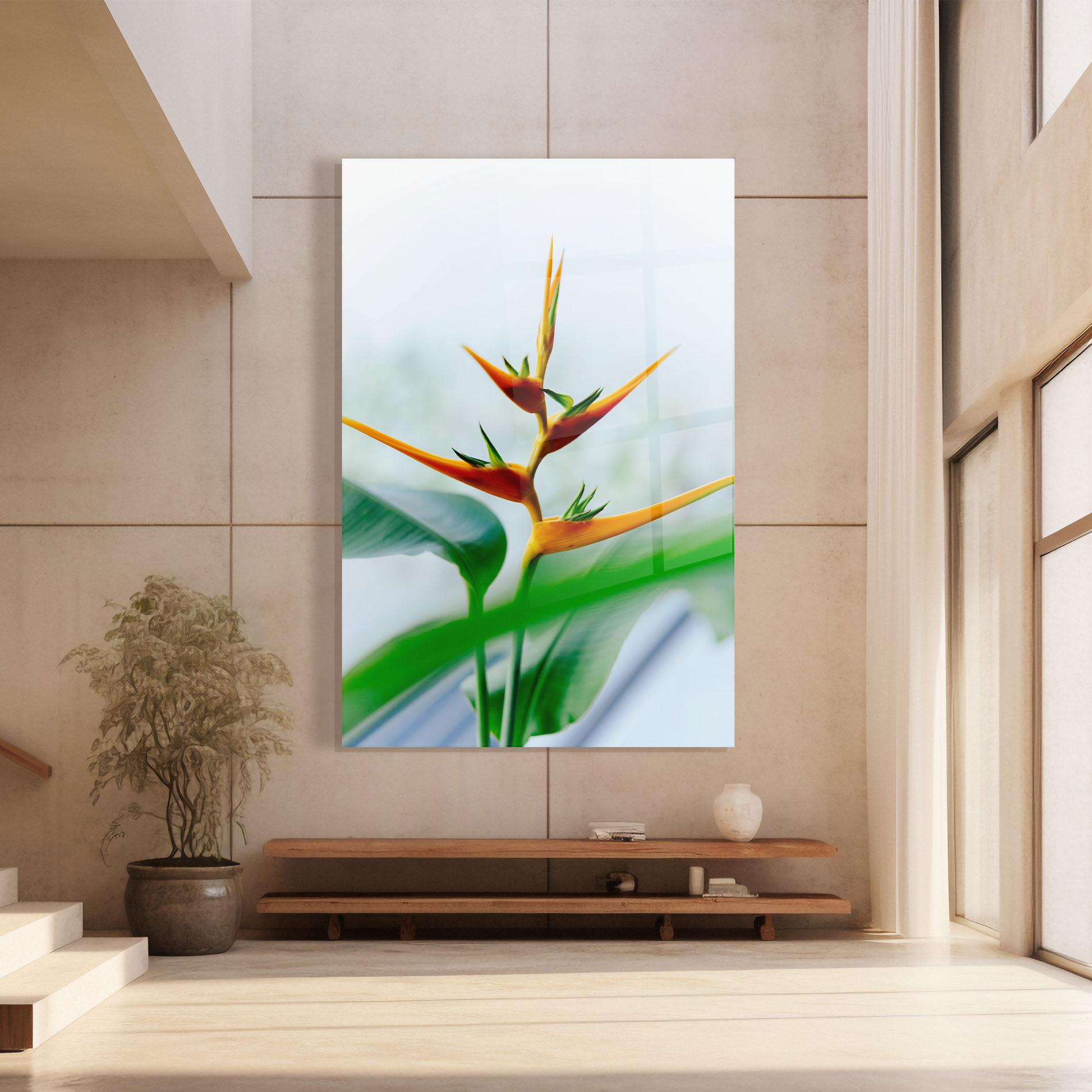 Glasbild Exotic Orange Green mockup 8