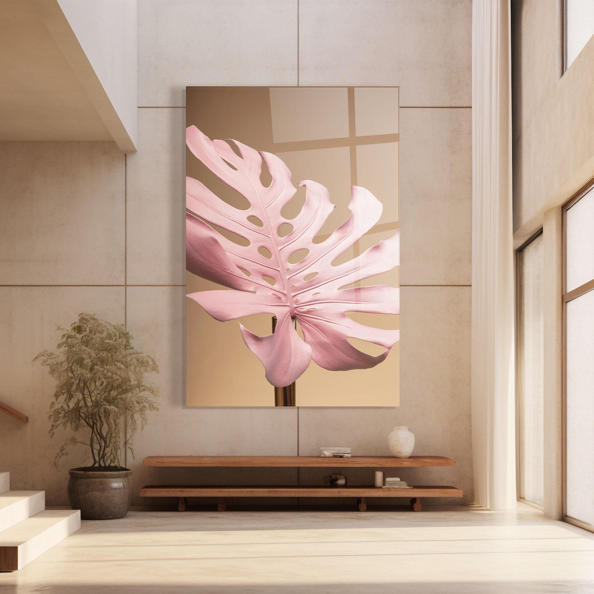 Glasbild Exotic Pink Leaf mockup 8