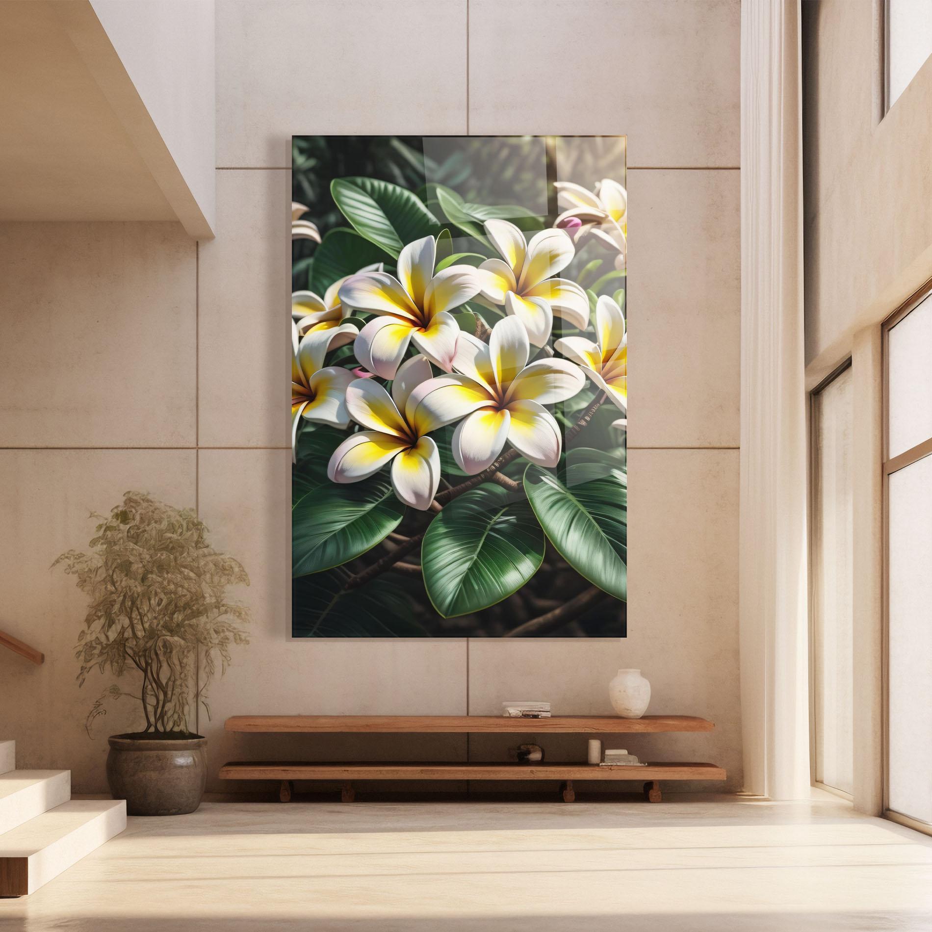 Glasbild Exotic White Yellow mockup 8