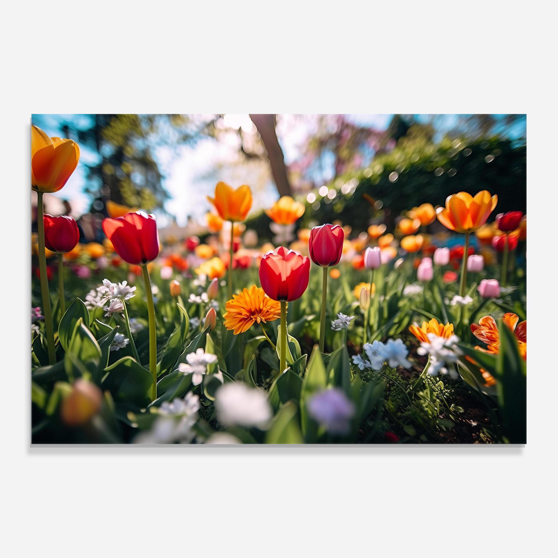 Glasbild Garden Tulips Mix mockup 0