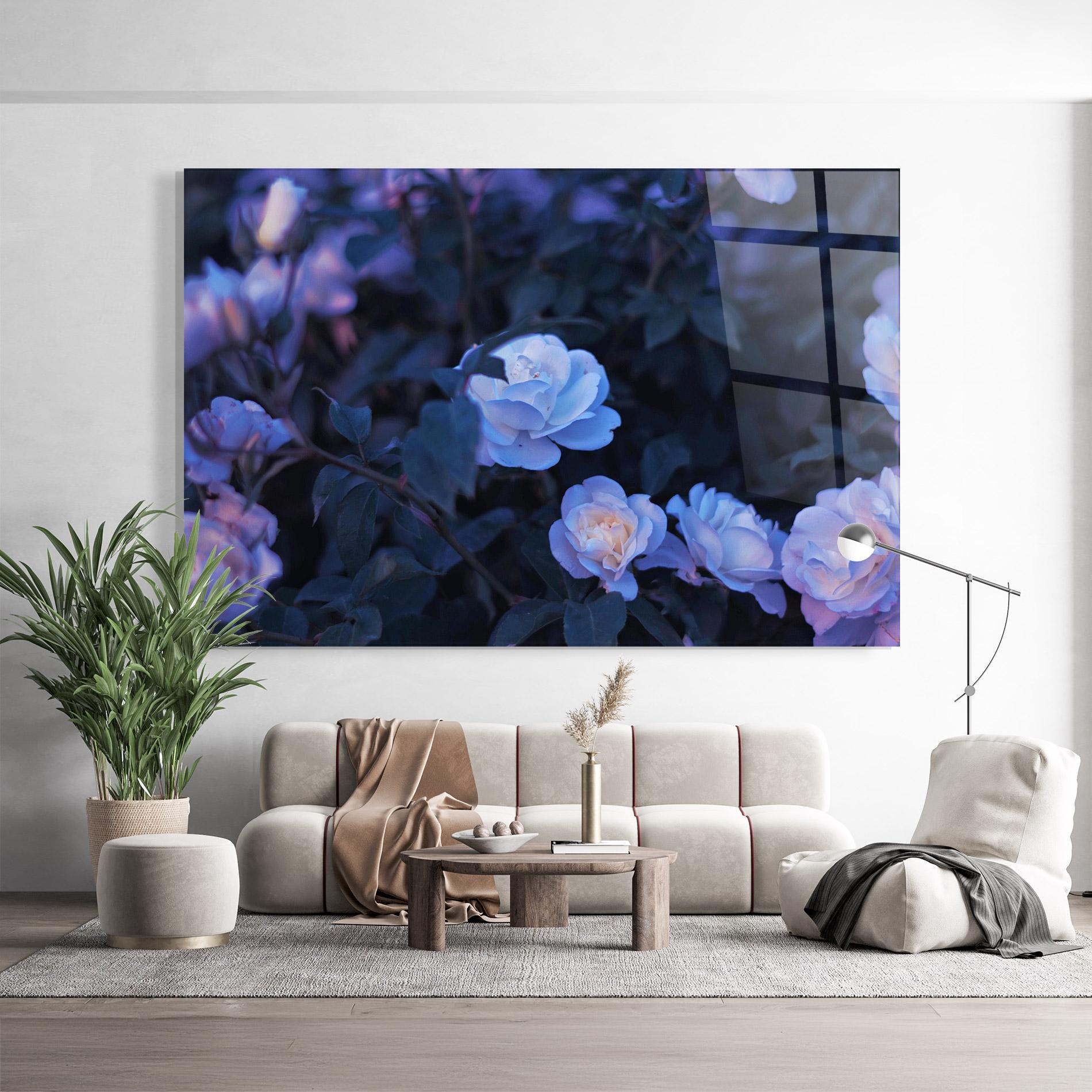 Glasbild Blue Light Rose mockup 9