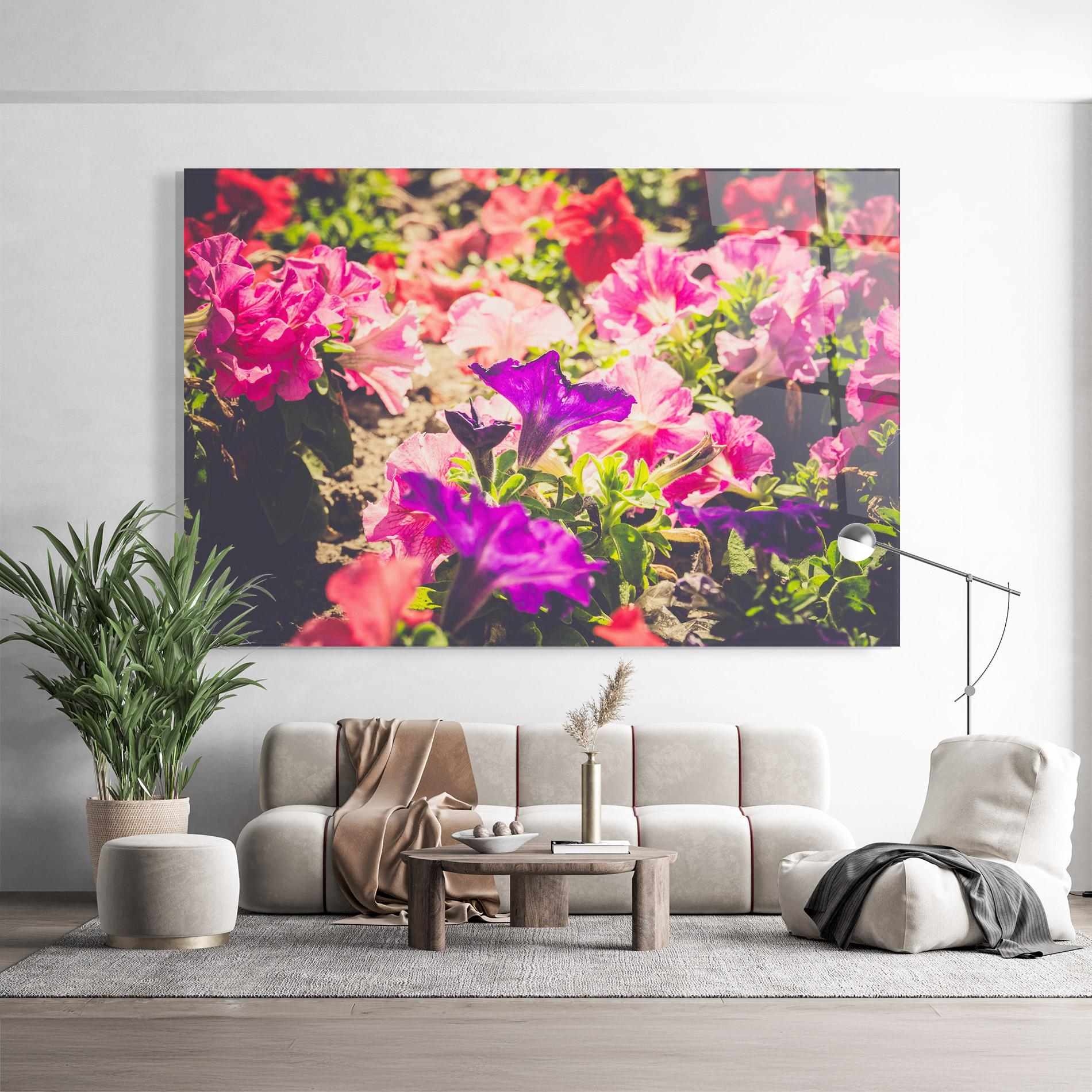 Glasbild Daylight Purple Flower mockup 9