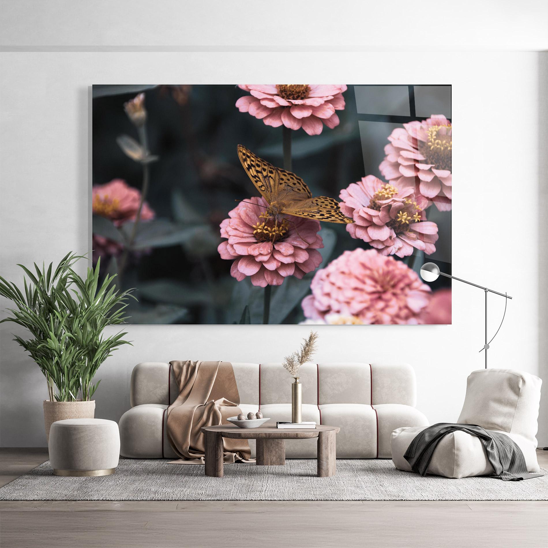Glasbild Flower Butterfly mockup 9