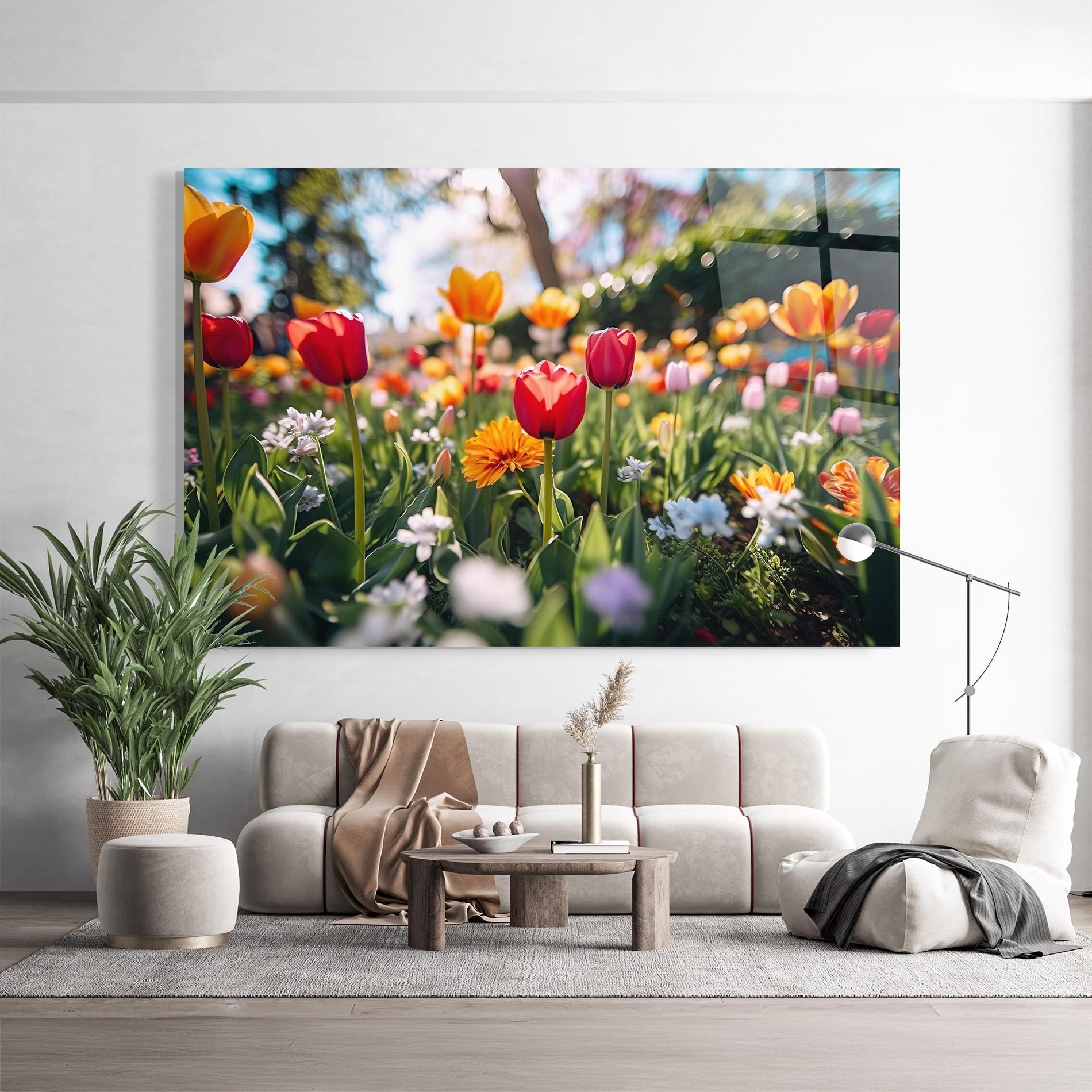Glasbild Garden Tulips Mix mockup 9