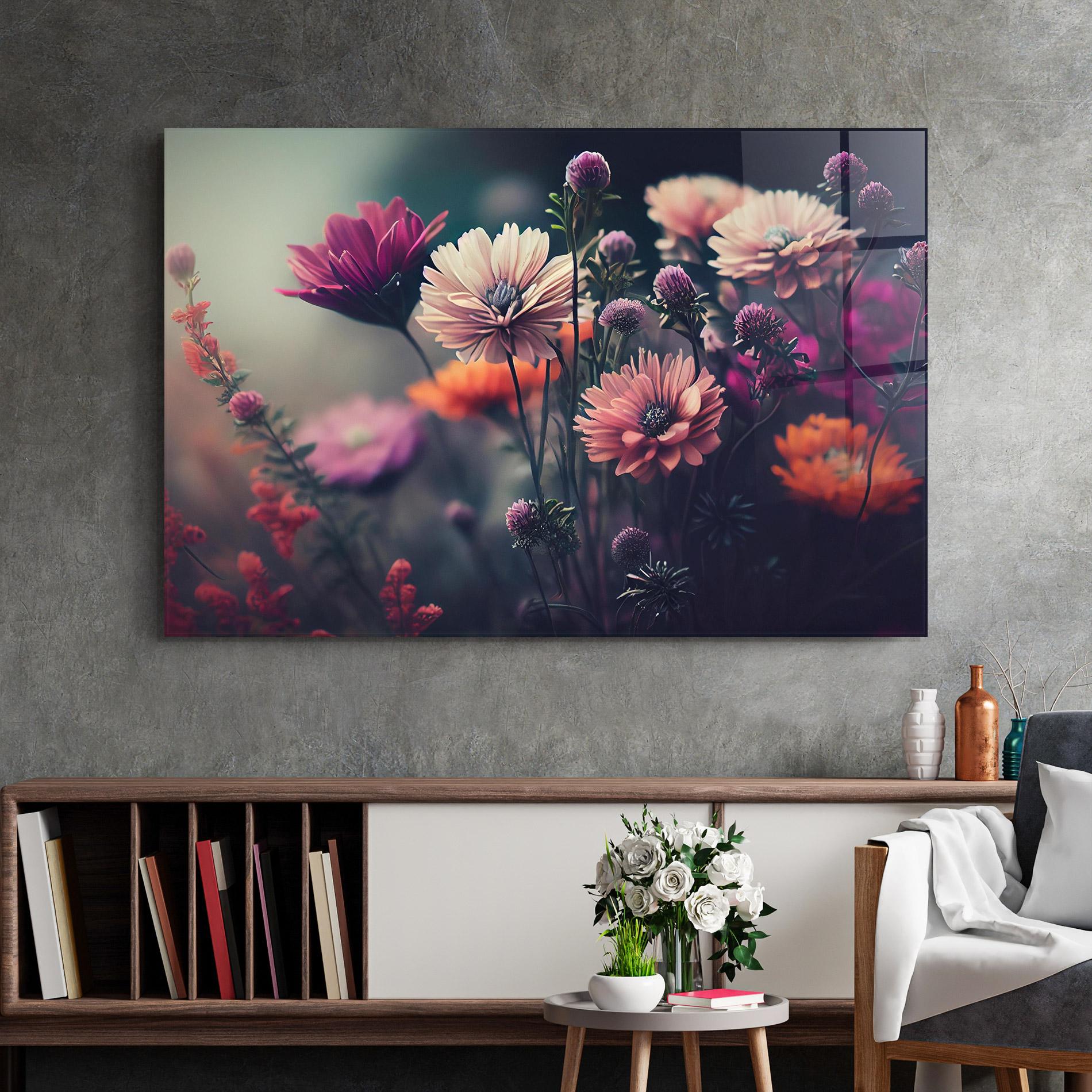 Glasbild Beautiful Flower Garden mockup 2