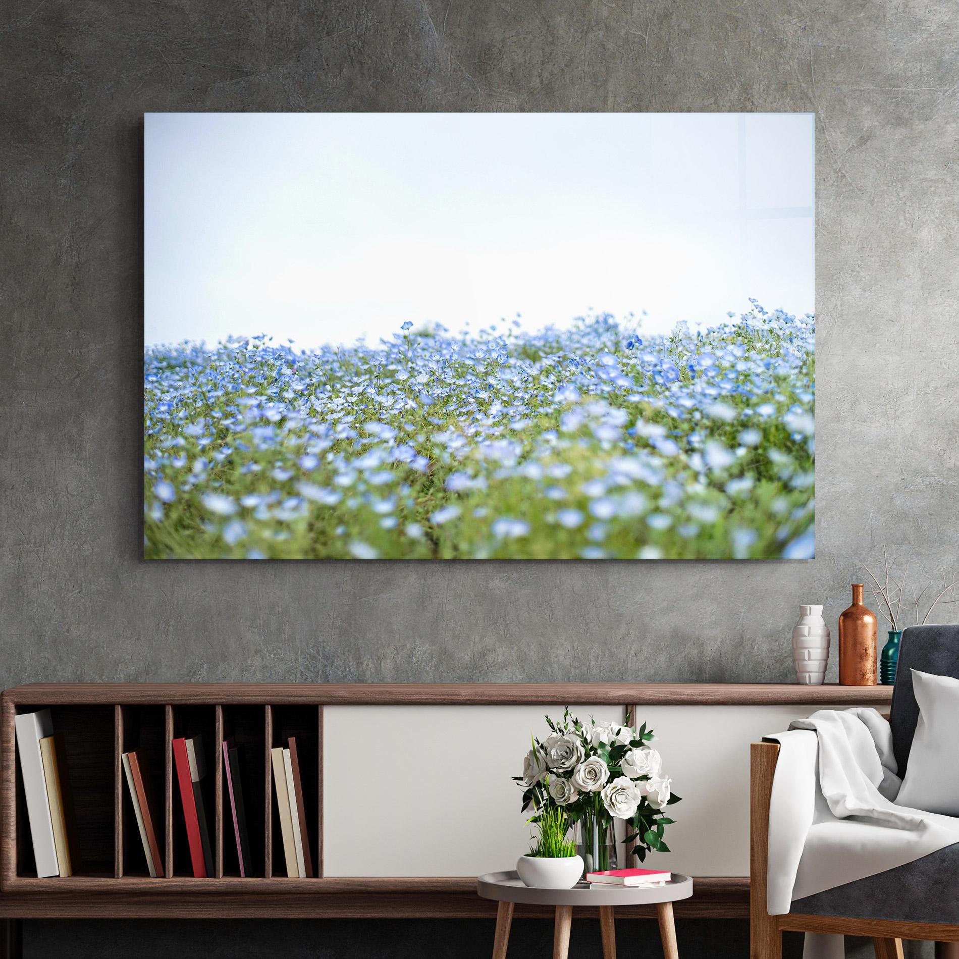 Glasbild Blue Wild Flowers mockup 2