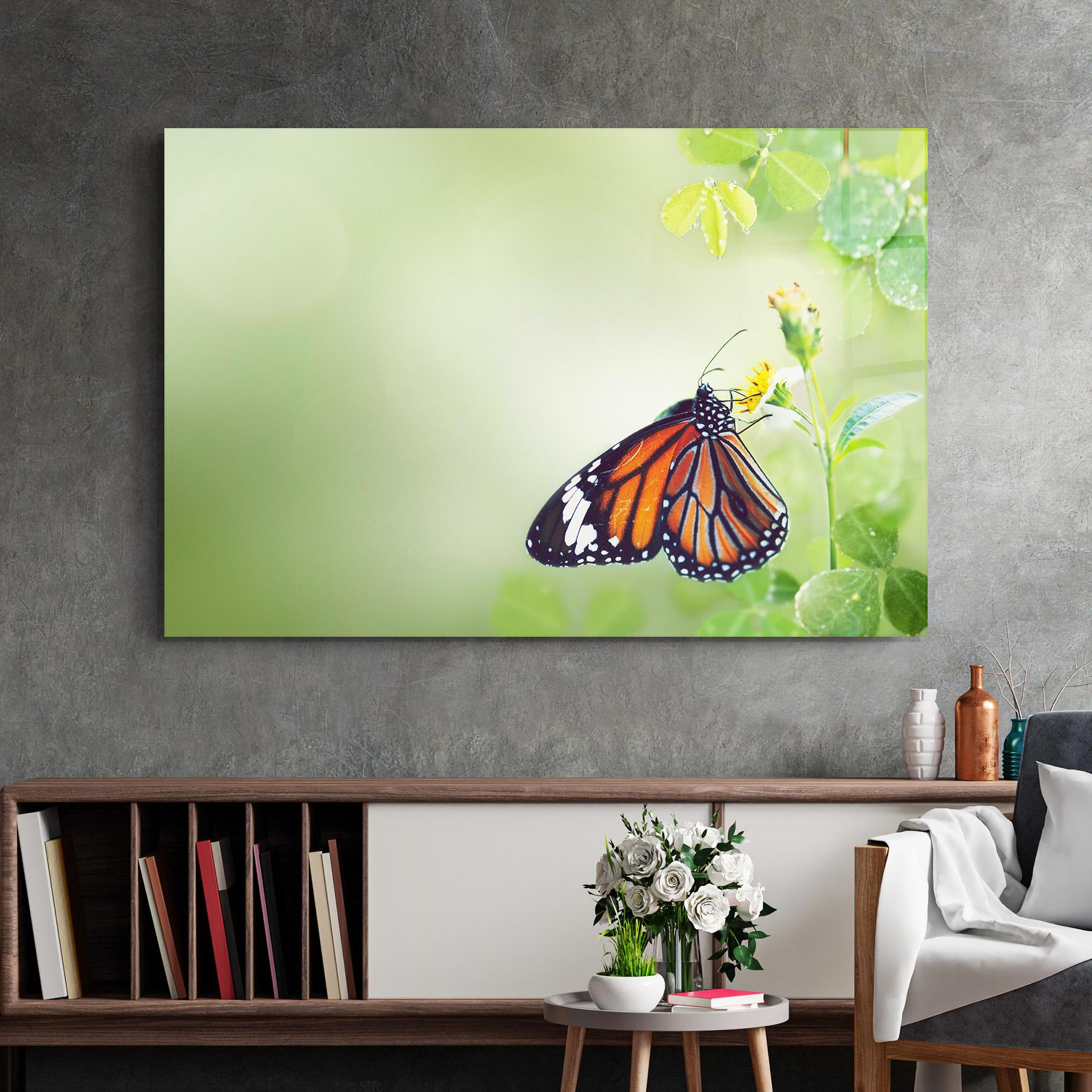 Glasbild Butterfly Wild Plant mockup 2