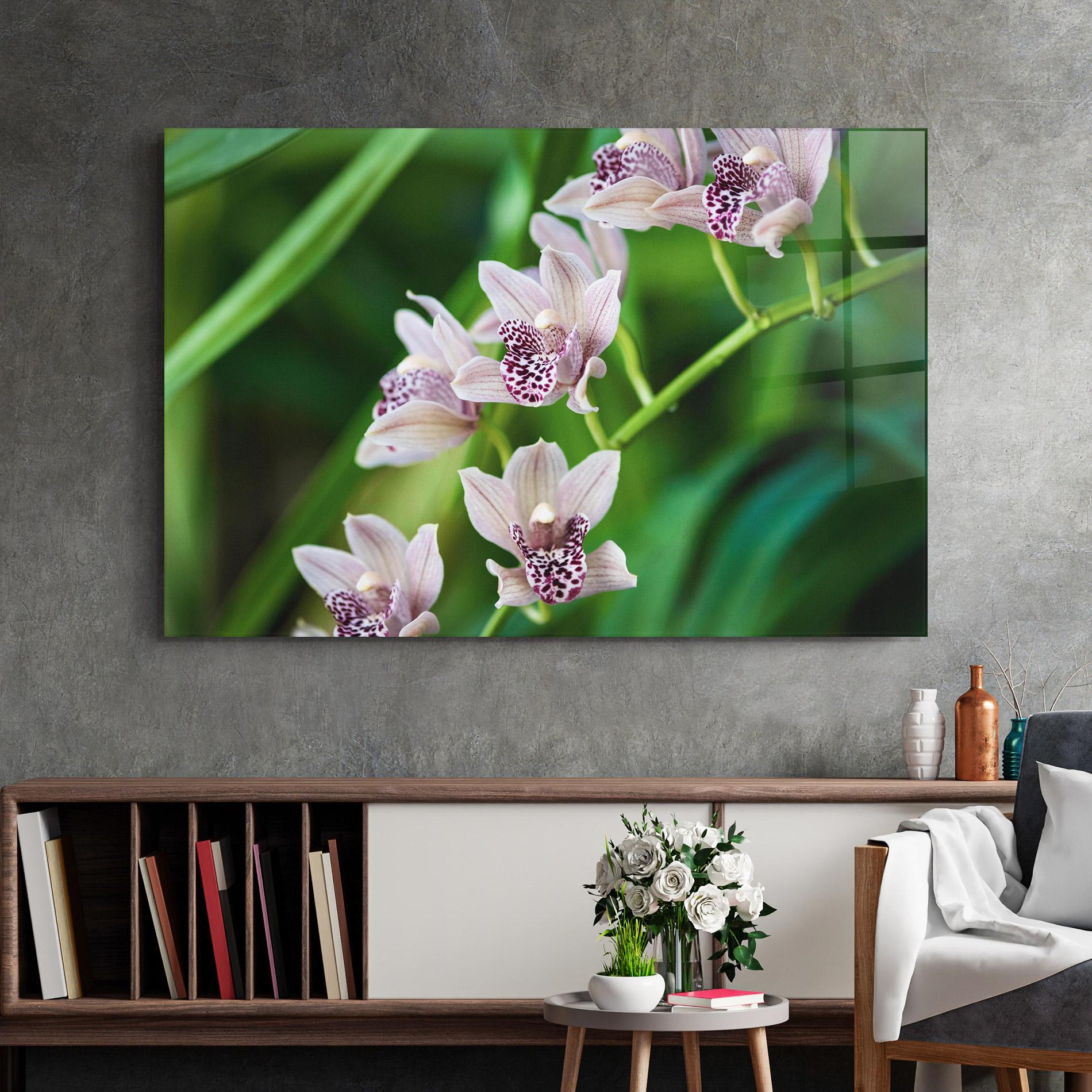 Glasbild Cymbidium Orchid mockup 2