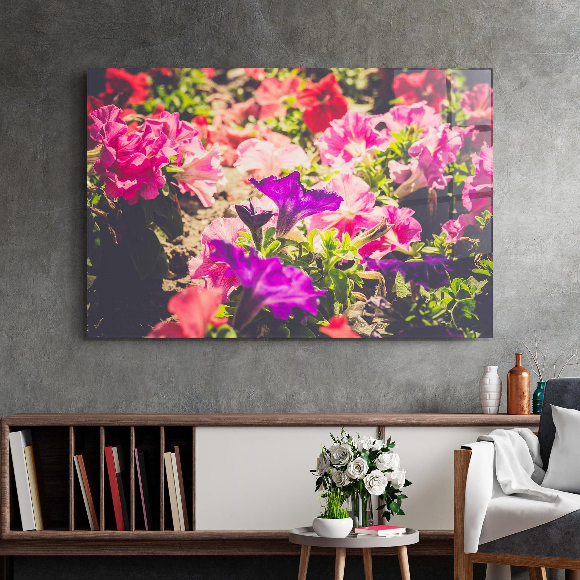 Glasbild Daylight Purple Flower mockup 2